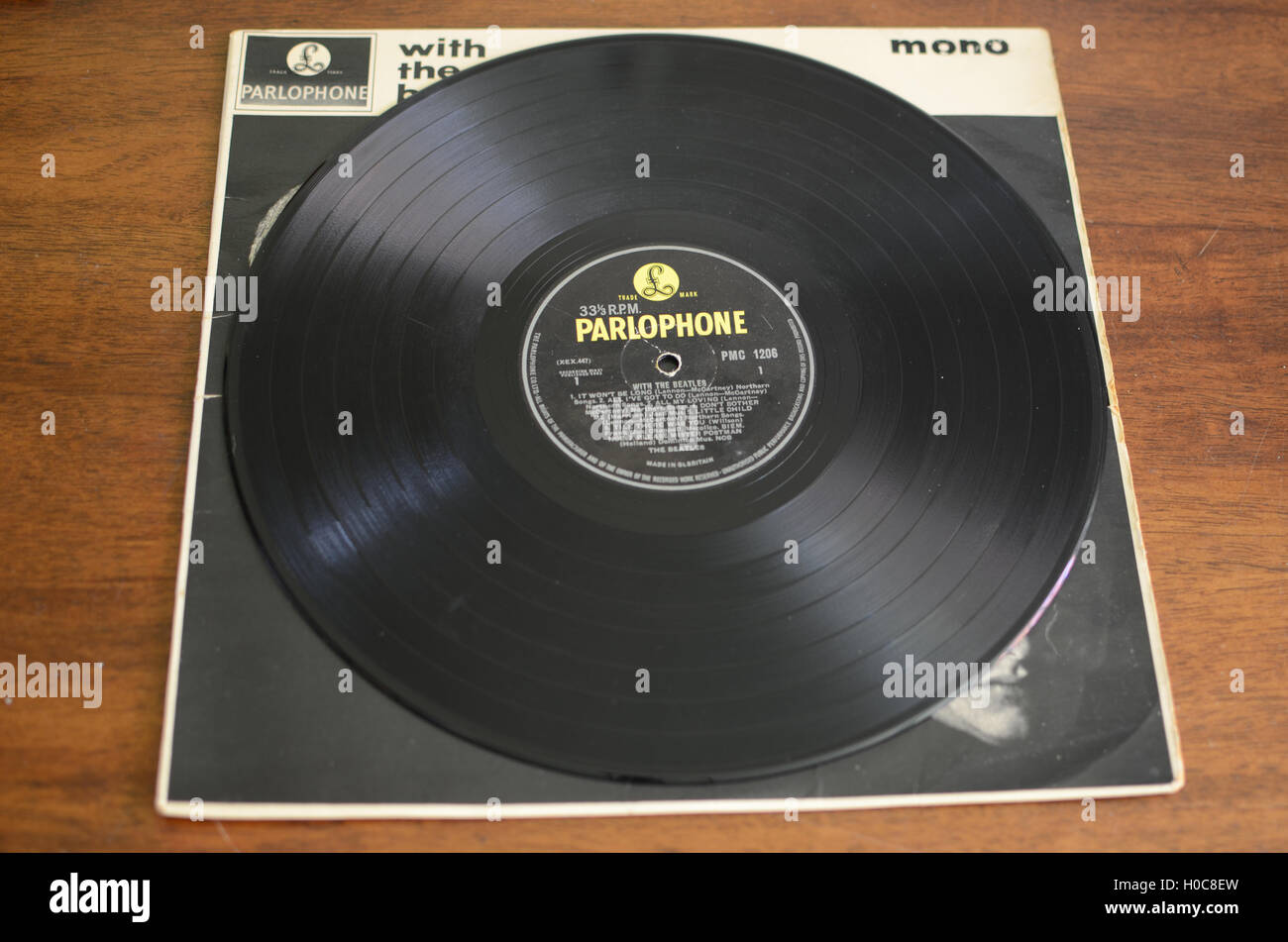 With The Beatles, original mono vinyl album, 1963, yellow Parlophone Stock Photo