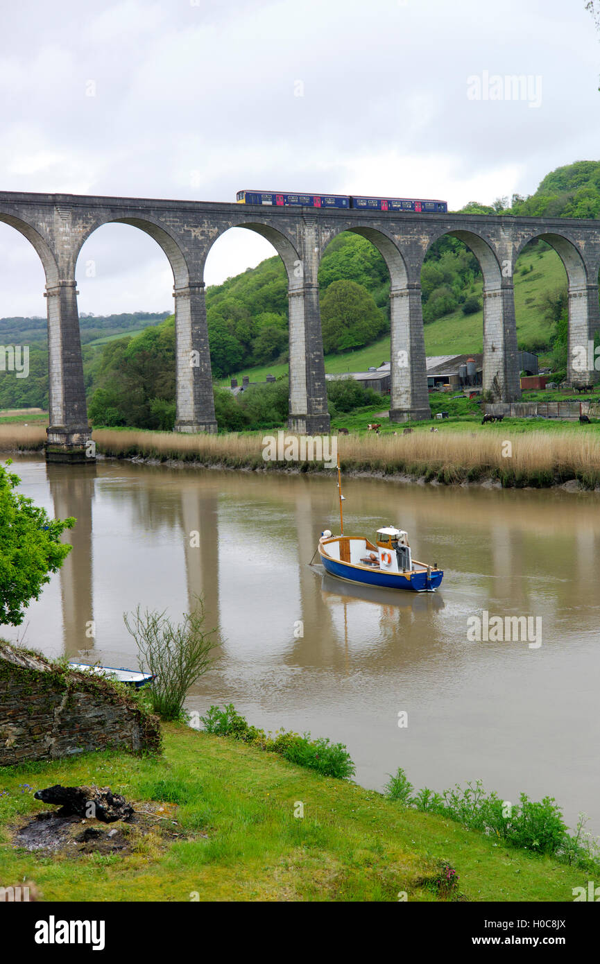 Railway viaduct at Calstock, Cornwall, UK Stock Photo Alamy