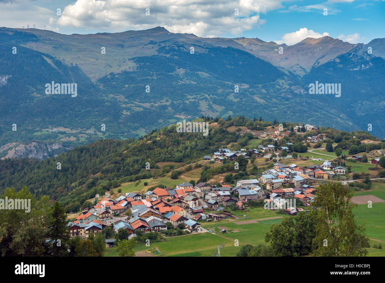 Alpine village of Notre-Dame-du-Pre above Moutiers, Savoie Stock Photo