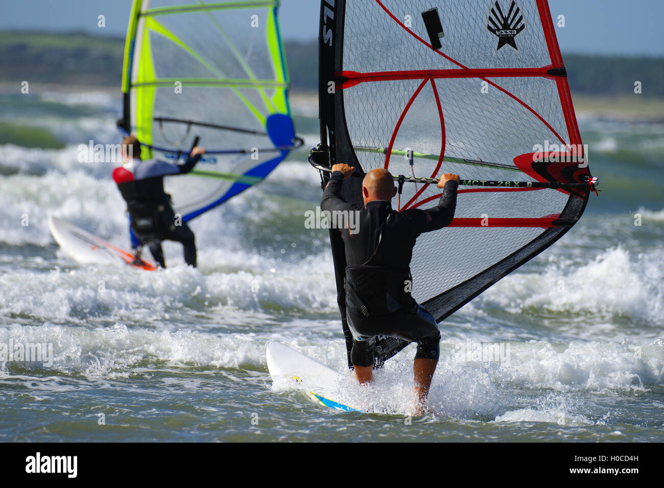 Windsurfing at Rhosneigr Beach, Anglesey Stock Photo Alamy