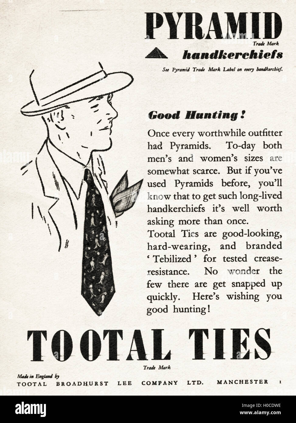 Advertisement advertising Tootal Ties original old vintage advert from