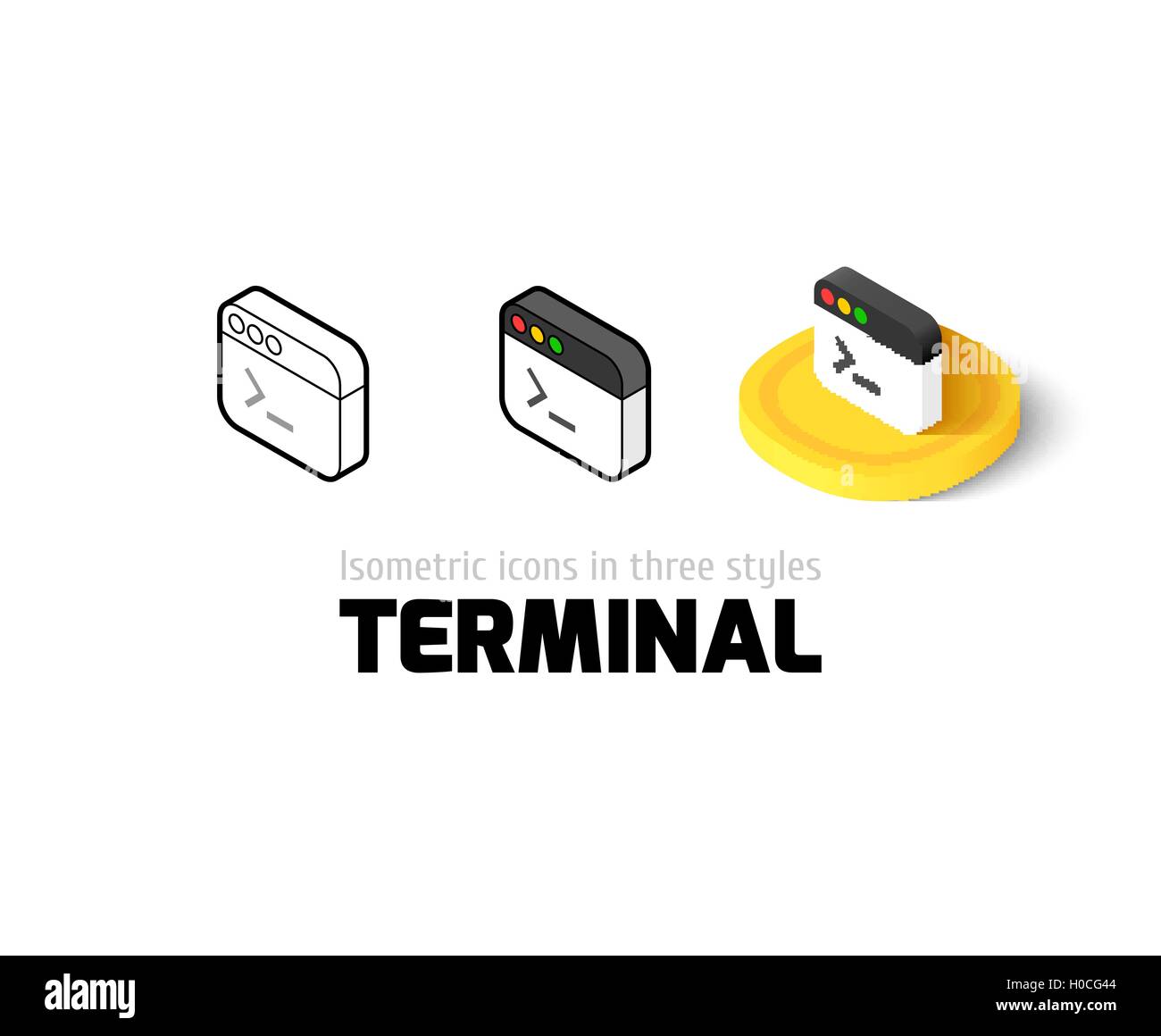 Terminal icon in different style Stock Vector