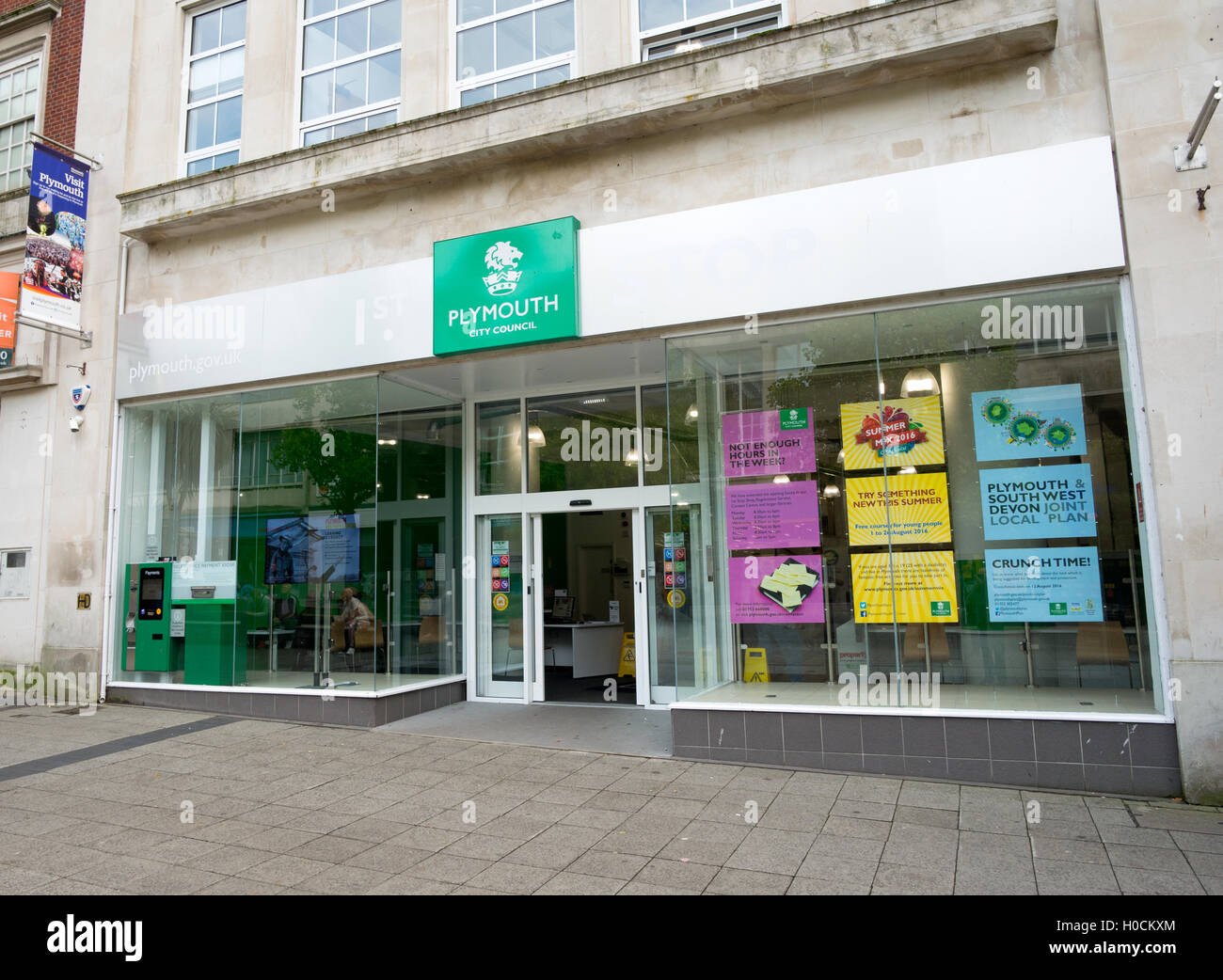 1st Stop Shop, Plymouth City Council walk in building in the city centre shopping area. Stock Photo