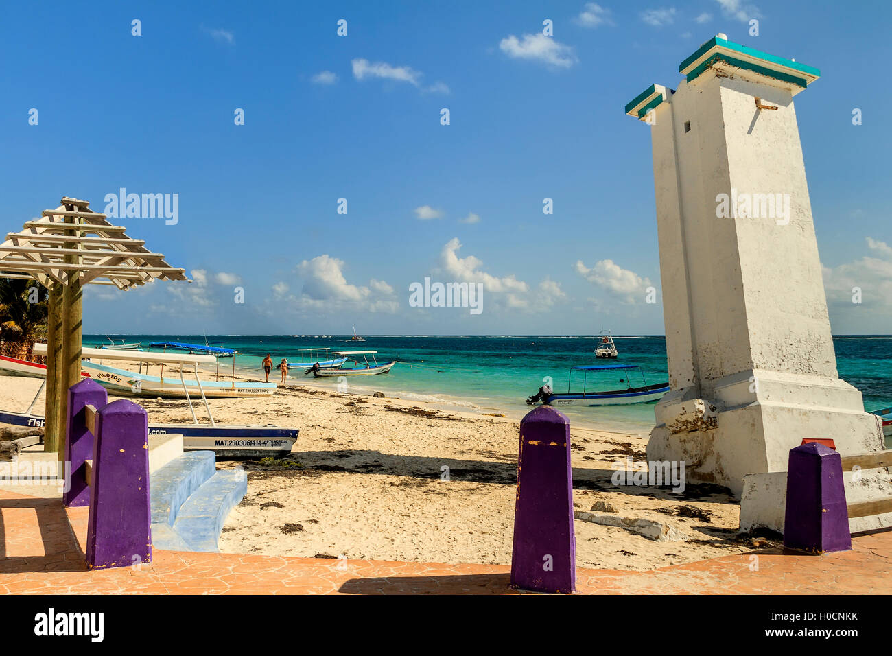 Lighthouse Puerto Morelos Yucatan Mexico Stock Photo