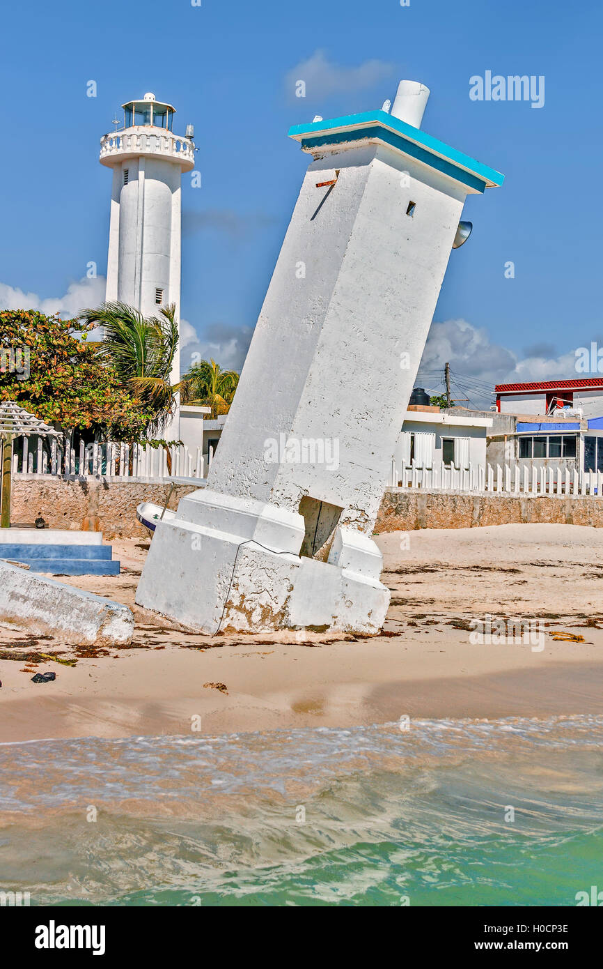 Lighthouses Puerto Morelos Yucatan Mexico Stock Photo