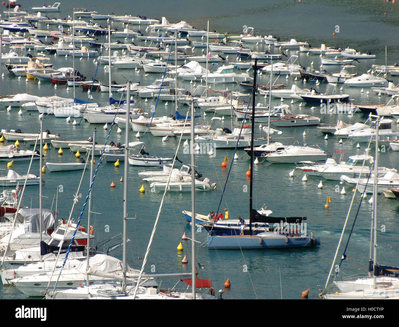 private port with assorted boat Stock Photo Alamy