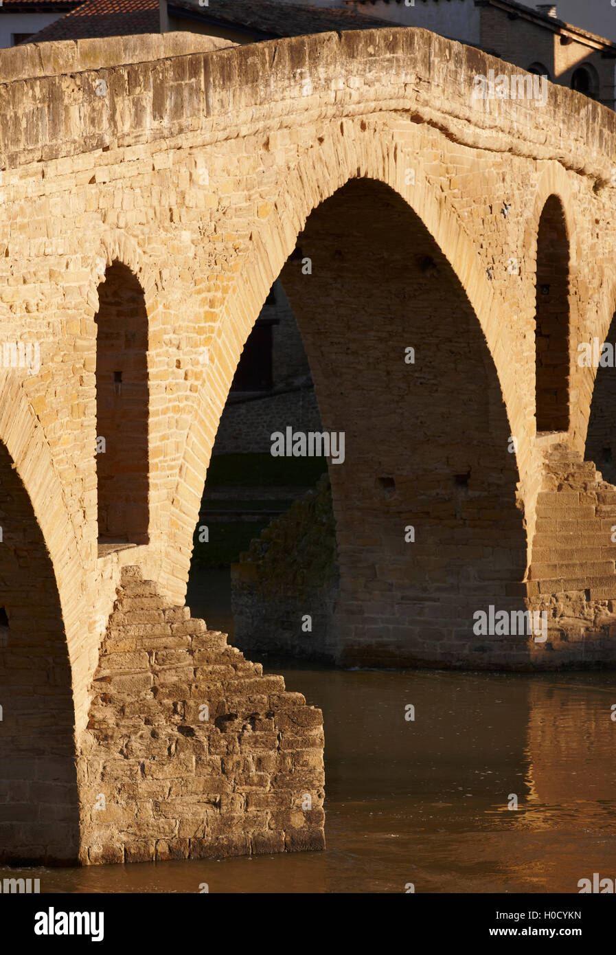 Romanesque Bridge Romanesque stone bridge detail in Fuente la Reina. Navarra, Spain ...