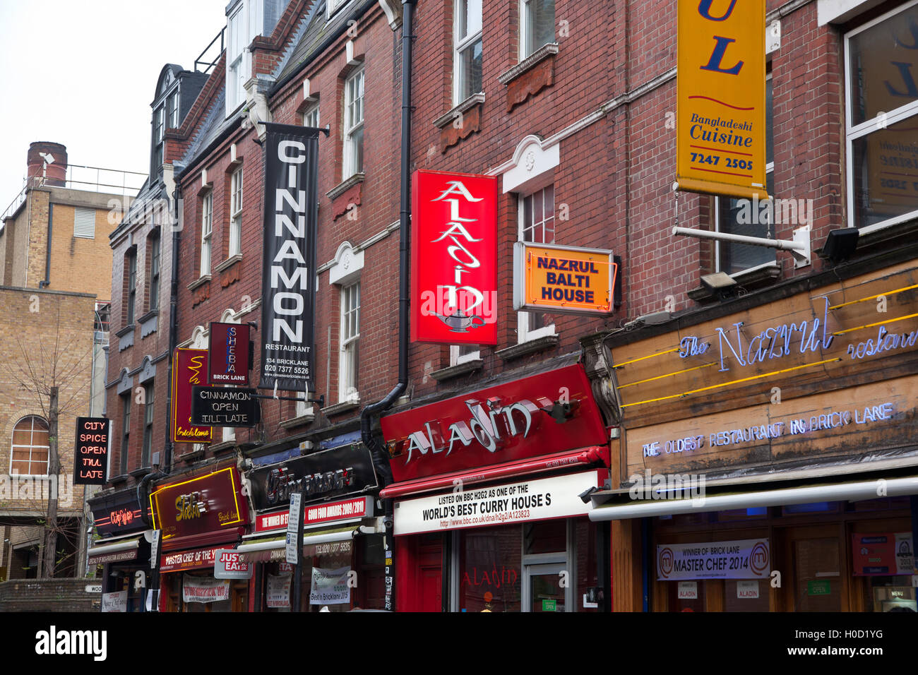Brick Lane Indian Restaurants London Uk Stock Photo Alamy