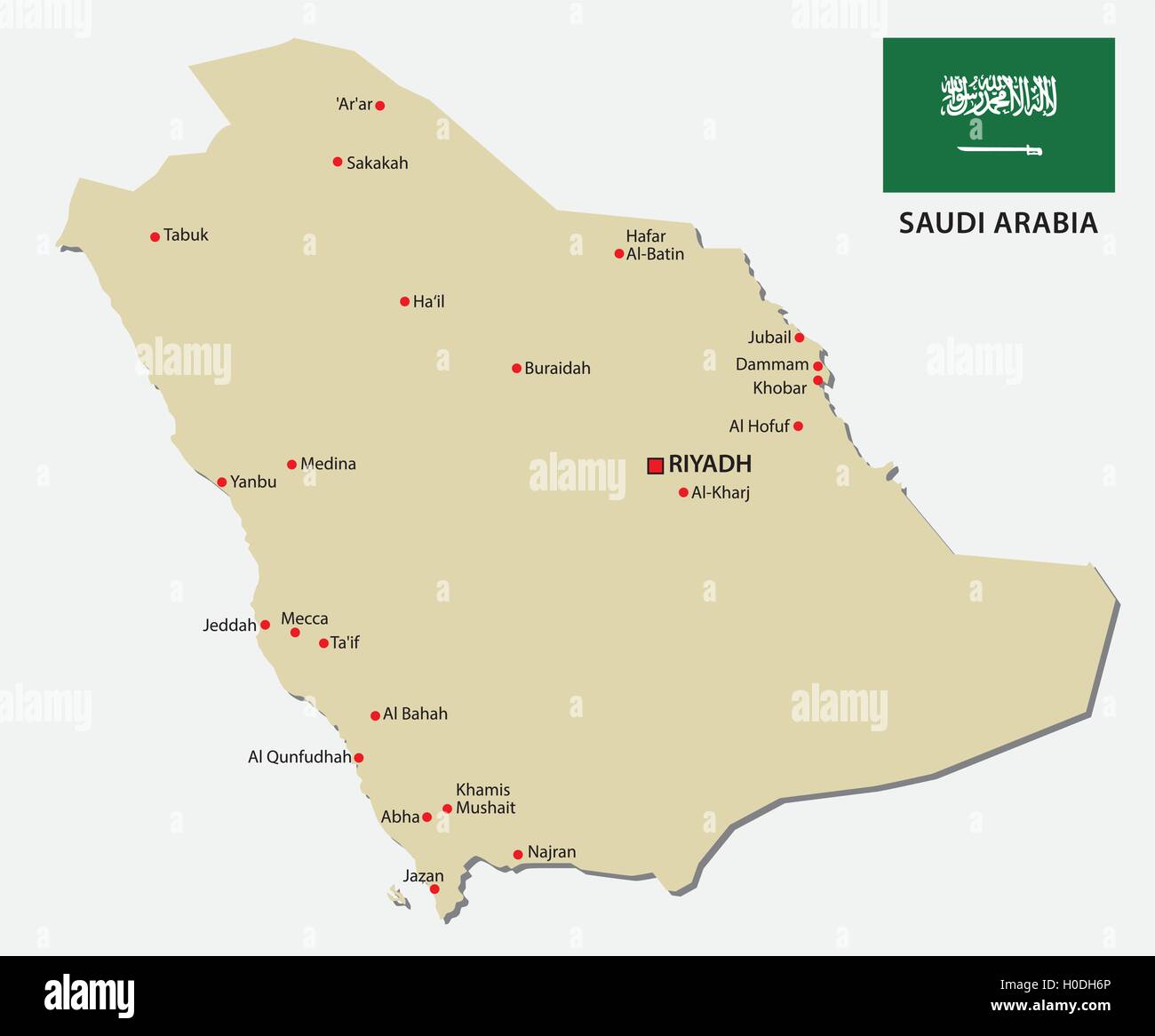 saudi arabia map with flag Stock Vector
