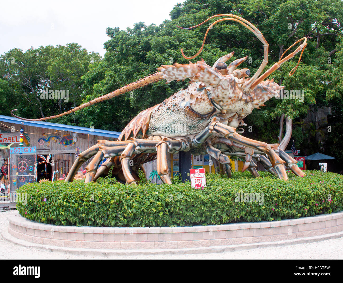 A massive lobster sculpture greets travelers in Islamorada, Florida, a quirky roadside icon in the heart of the Florida Keys. Stock Photo