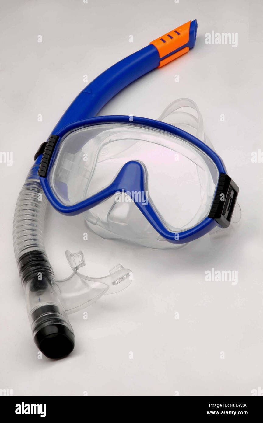 diving mask and snorkel on a white background Stock Photo - Alamy