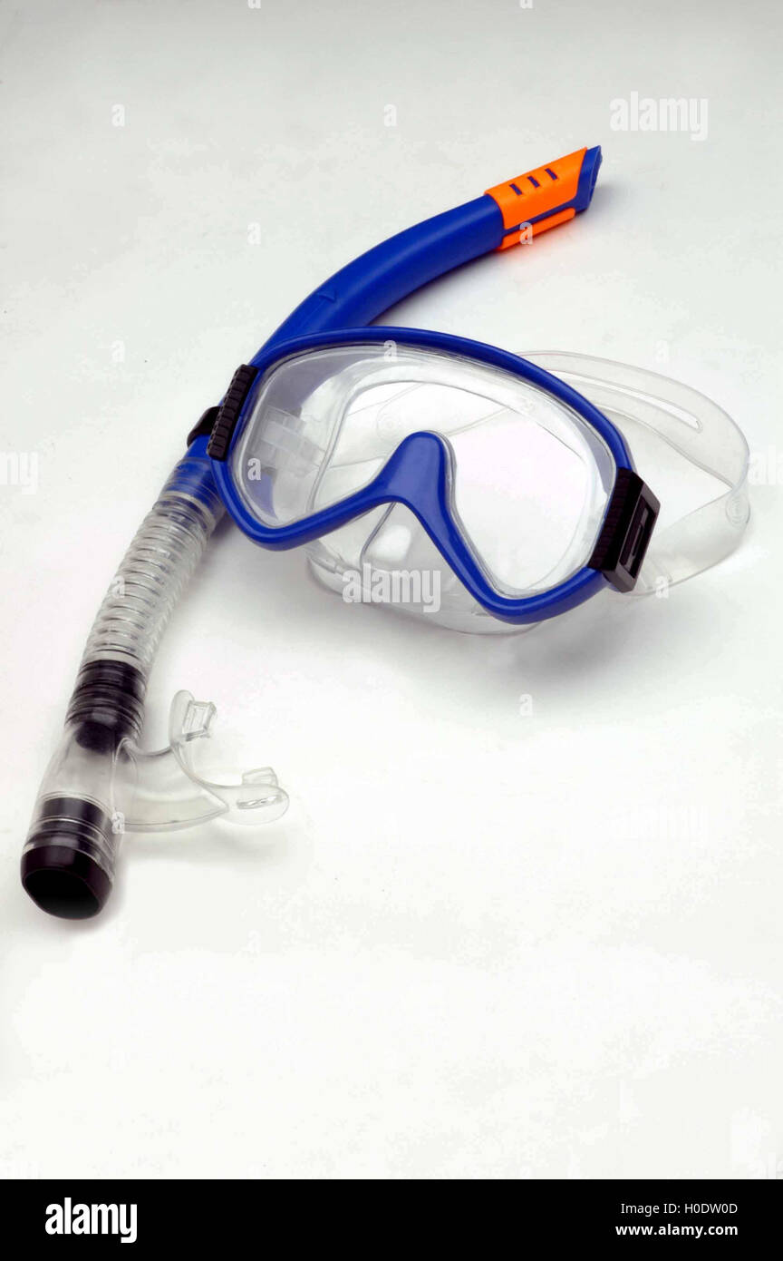 diving mask and snorkel on a white background Stock Photo - Alamy
