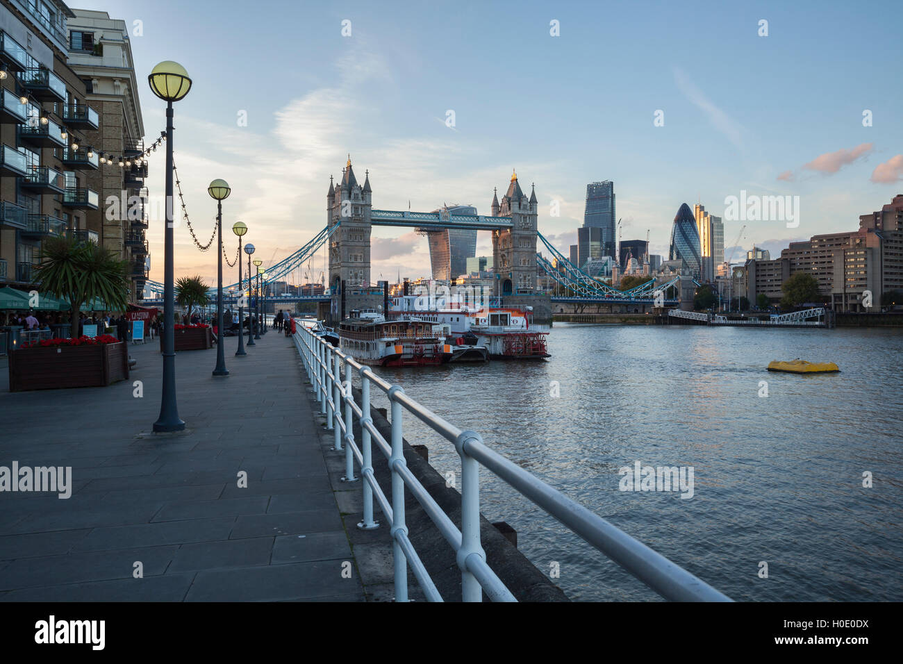 Tower Bridge and City of London from the Southbank of the River Thames, London, England, United Kingdom, Europe Stock Photo