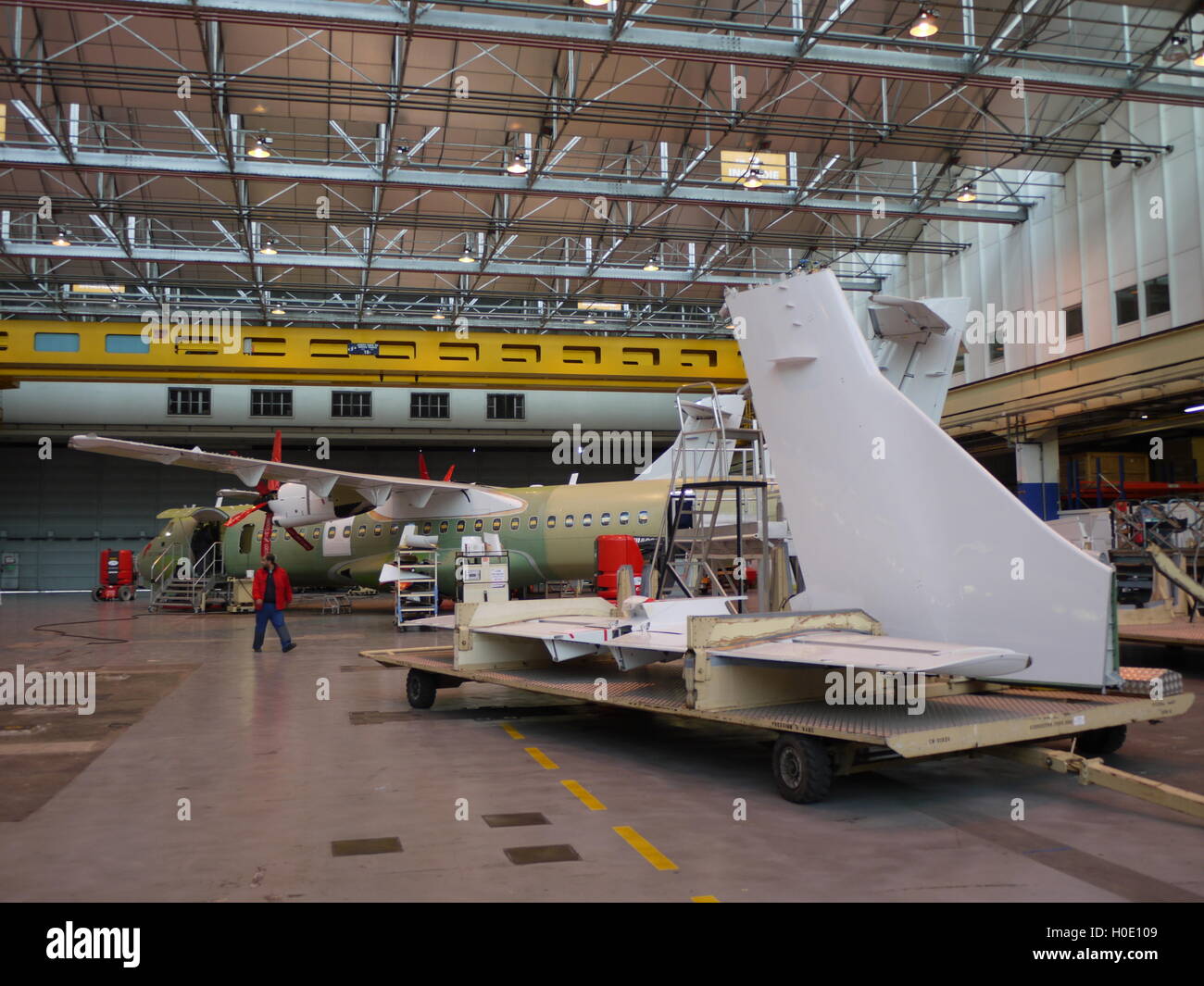 Final assembly line of European ATR regional airplane in Toulouse (France) Stock Photo