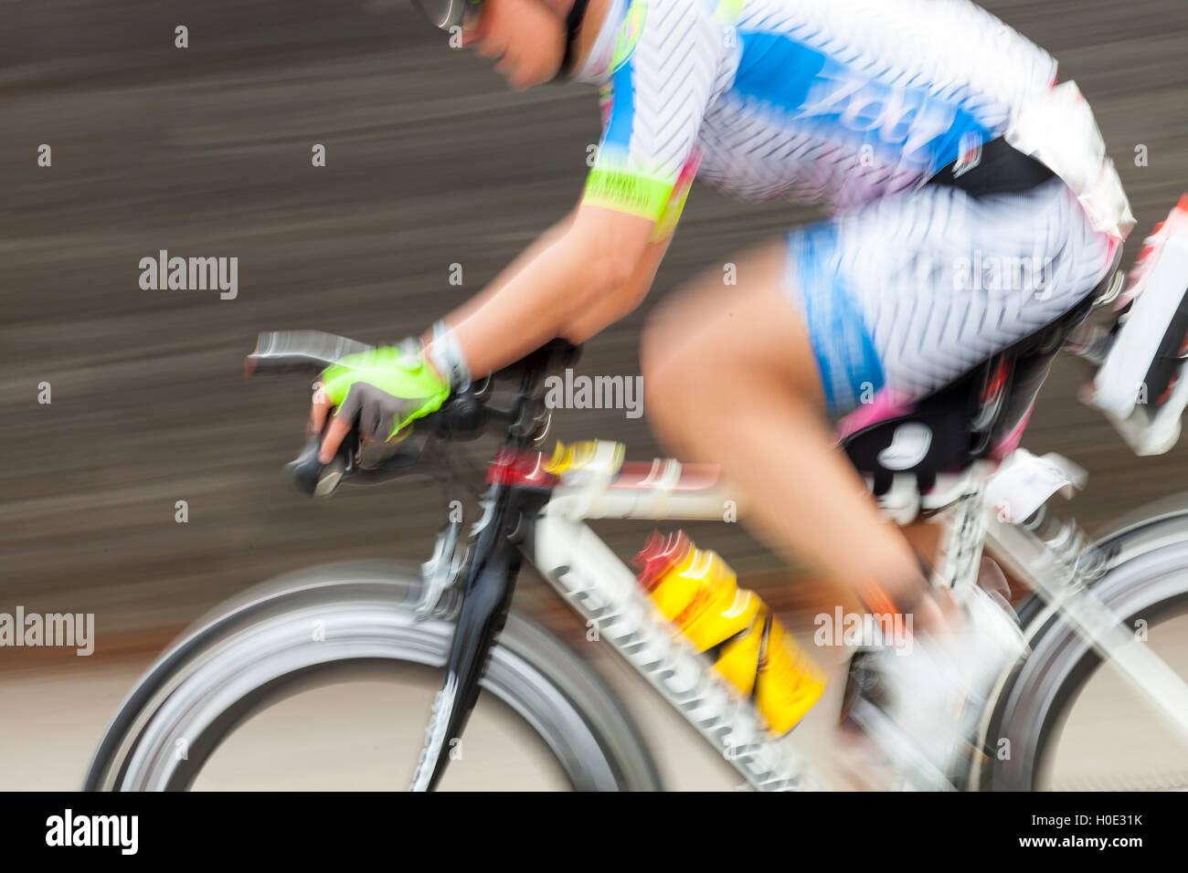 Ironman Tenby 2016 cyclists at carew tracked and blurred showing speed