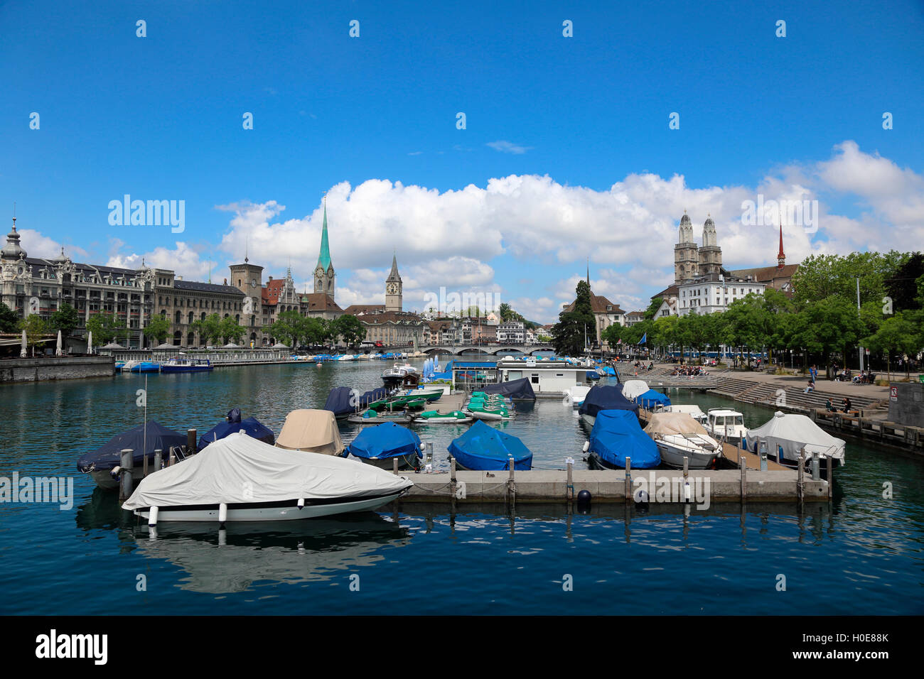 Zurich Switzerland Limmat Stock Photo