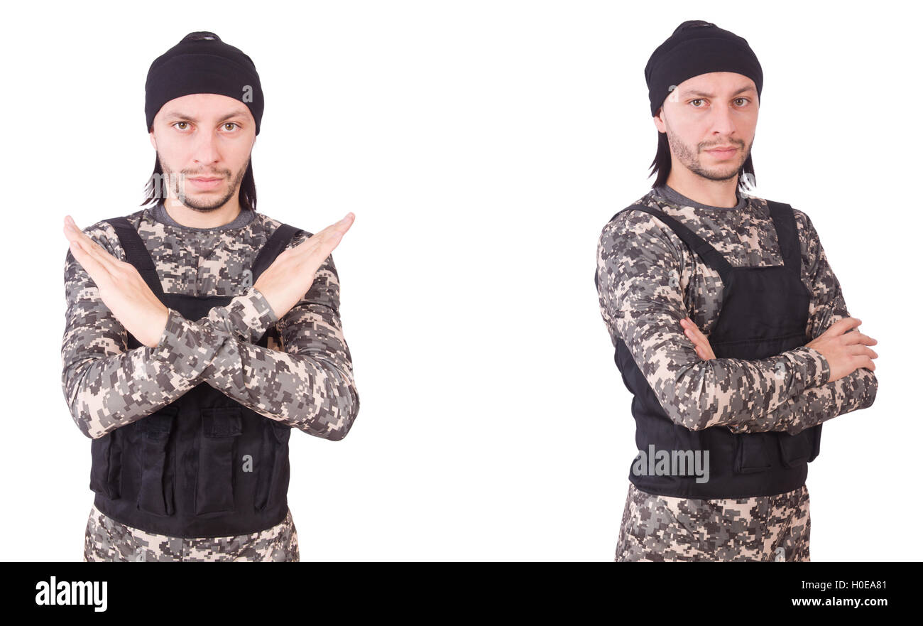 Soldier isolated on the white background Stock Photo - Alamy