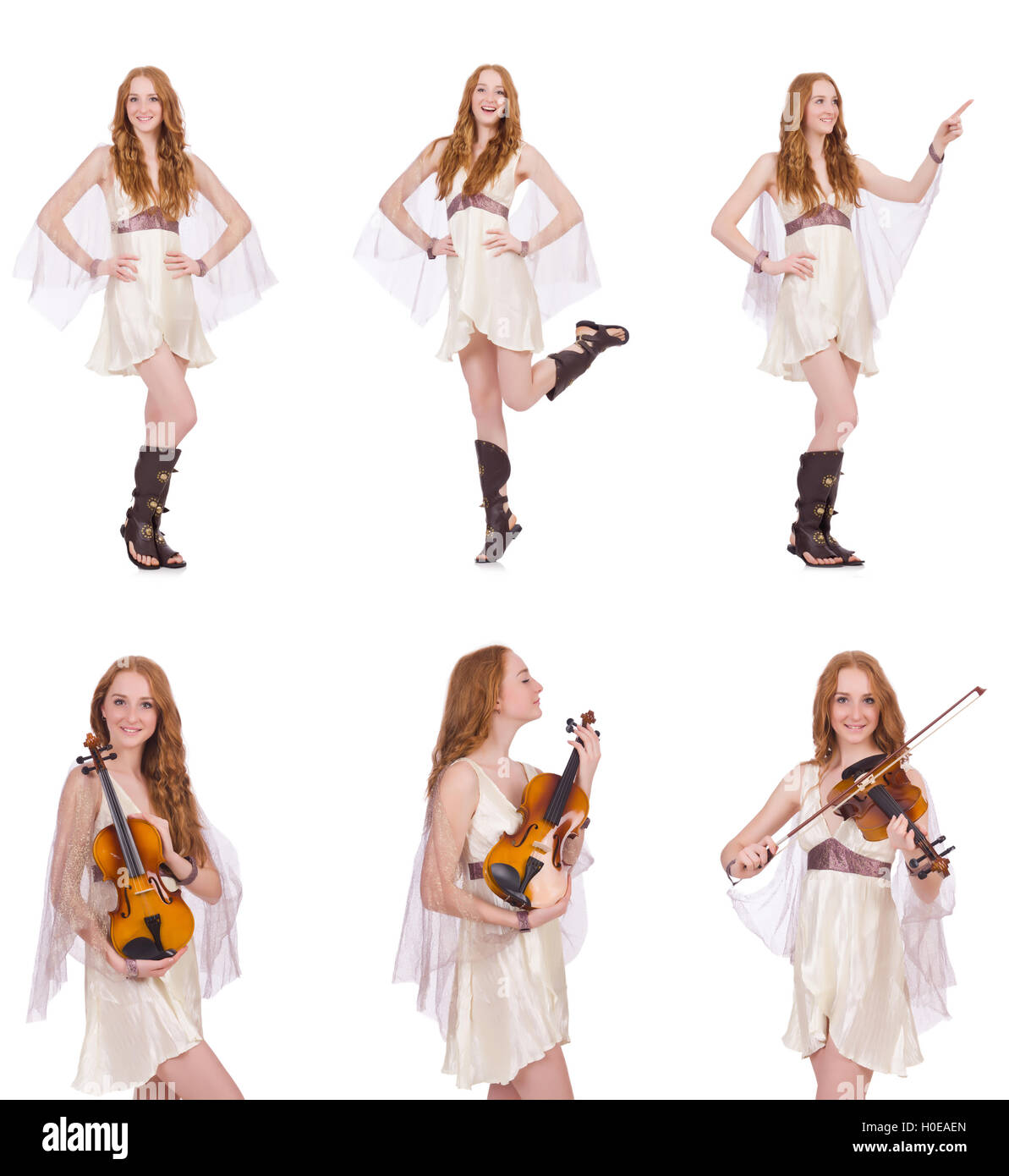 Woman with violin isolated on white Stock Photo - Alamy