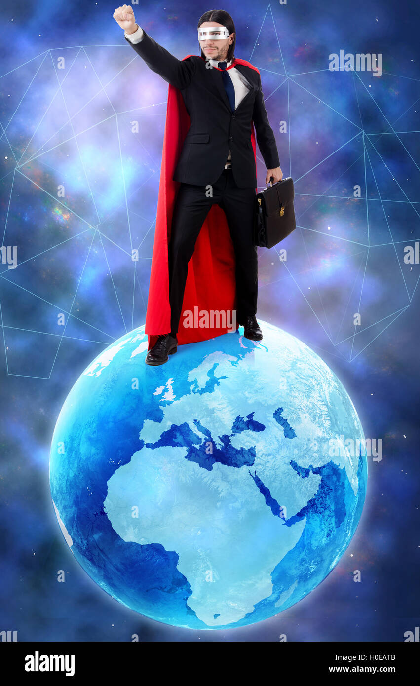 Man with superpowers ruling the world Stock Photo - Alamy