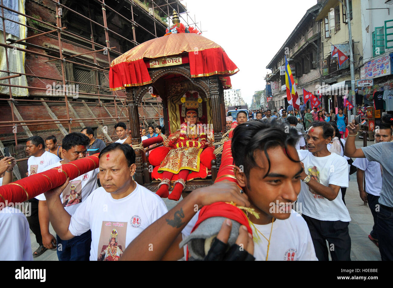 Kathmandu Nepal 20th Sep 2016 Devotees Carrying God Ganesh For The Kathmandu Nepal 20th Sep 2016 Devotees Carrying God Ganesh For The
