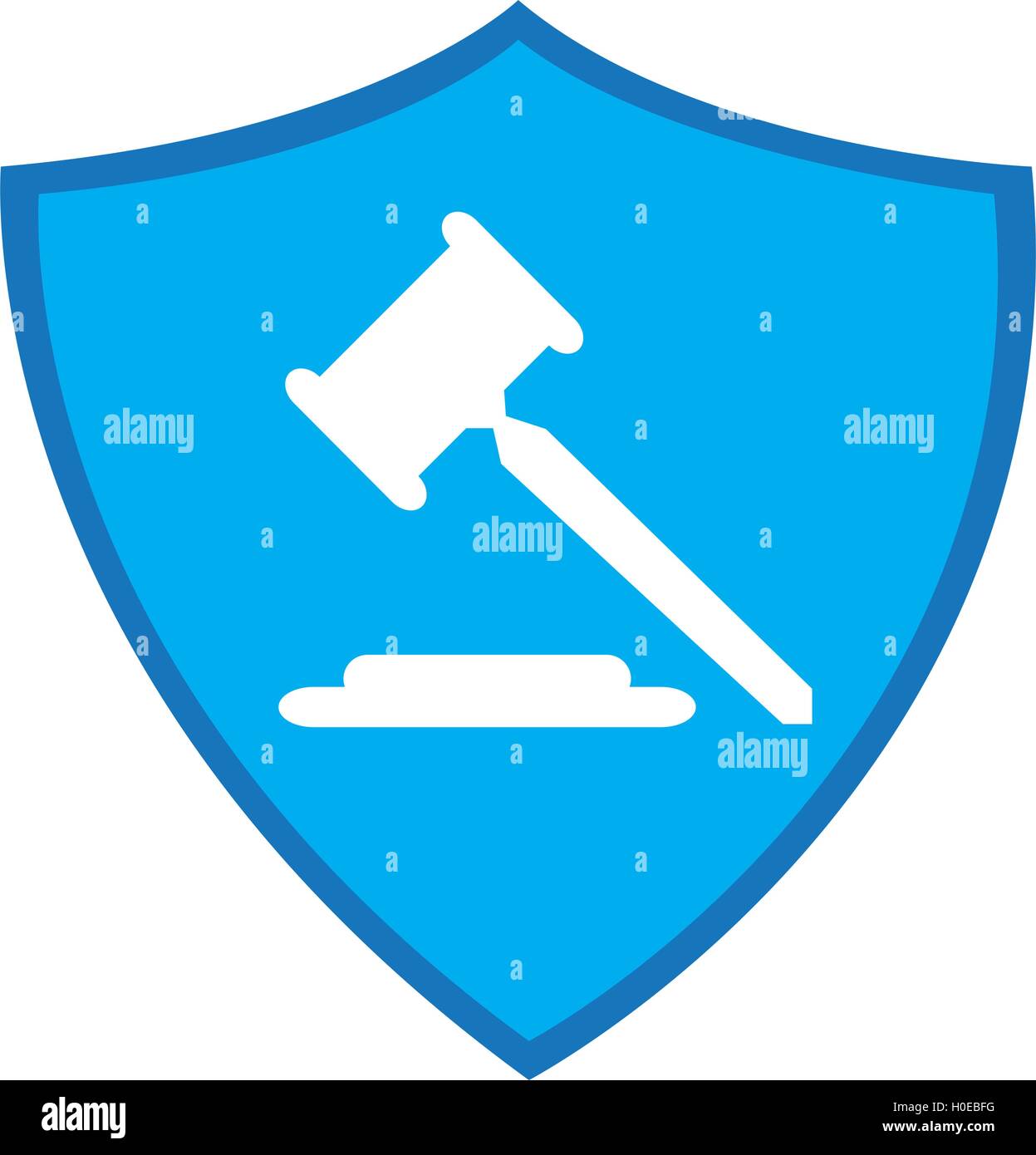 Isolated silhouette of a gavel on a heraldry shield, Vector