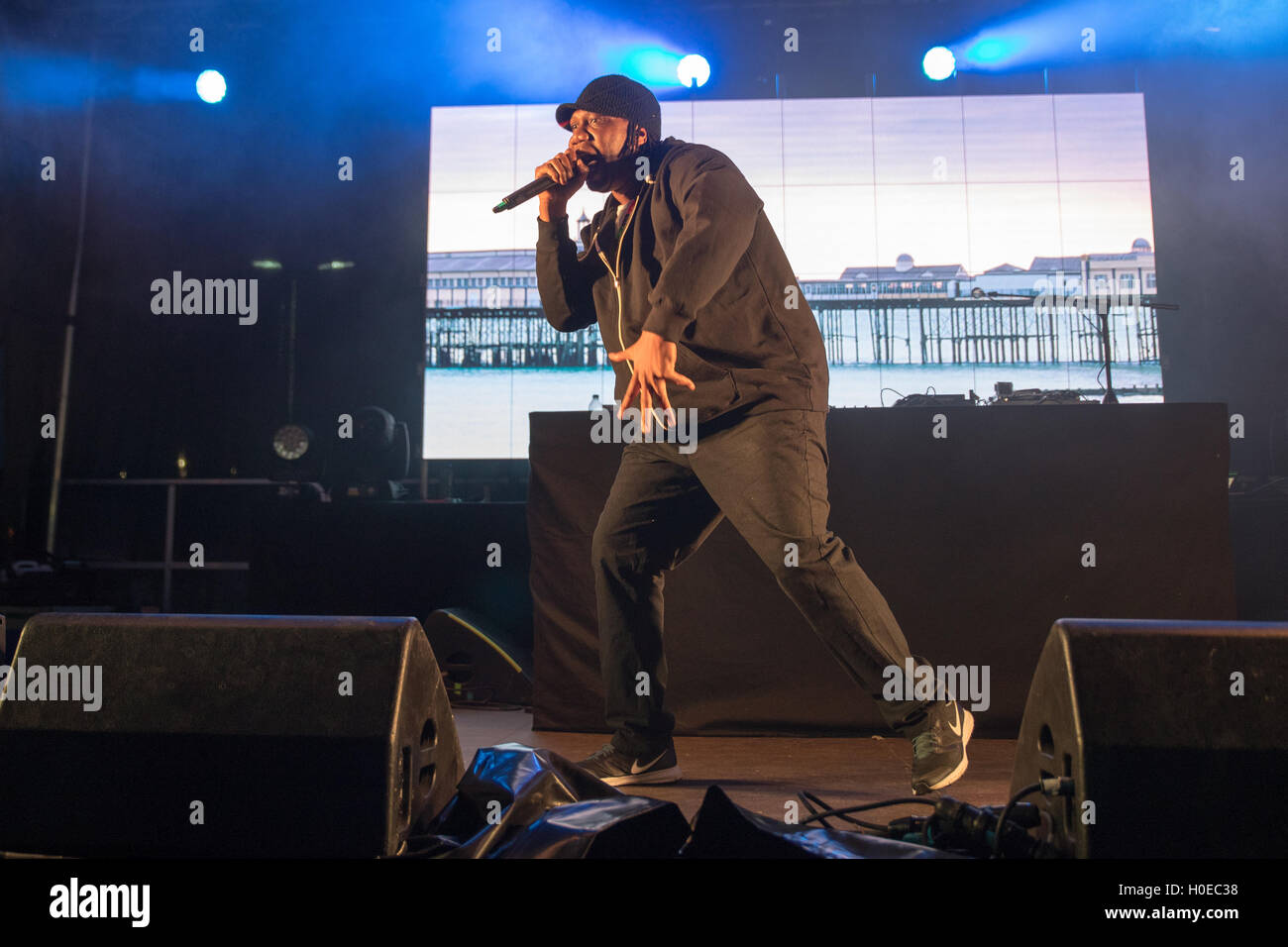 Hastings, England. 16th September 2016, KRS-One Lawrence Parker performs on the iconic and newly redeveloped Hastings Pier .© Ja Stock Photo