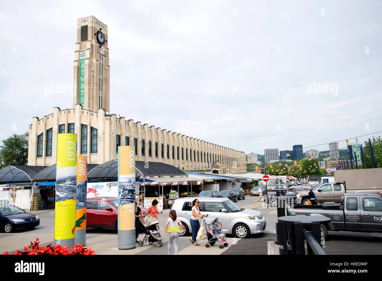 Atwater public Farmers Market Tower located near the Lachine Canal, Montreal. Stock Photo