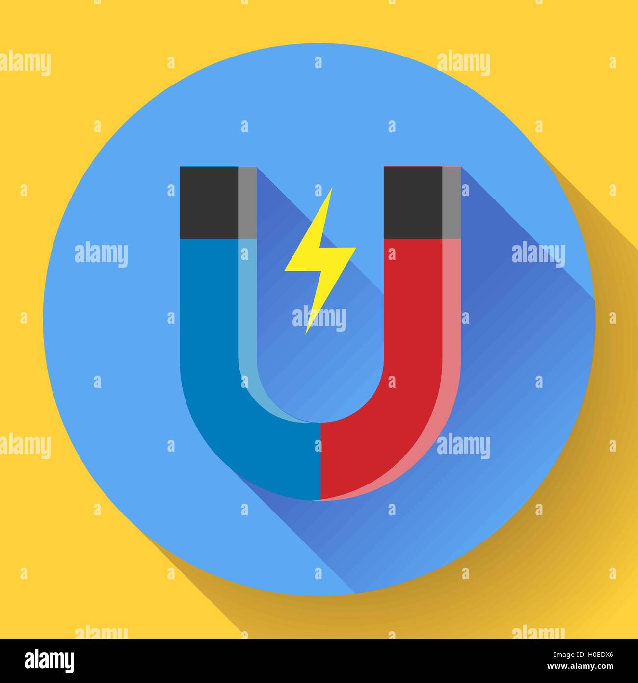 Vector icon horseshoe magnet. Symbol magnetism attraction. Flat design style. Stock Vector