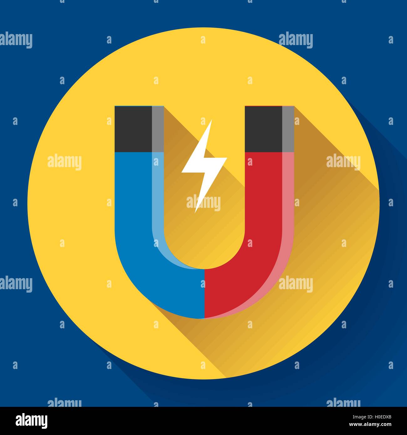Vector icon horseshoe magnet. Symbol magnetism attraction. Flat design style. Stock Vector