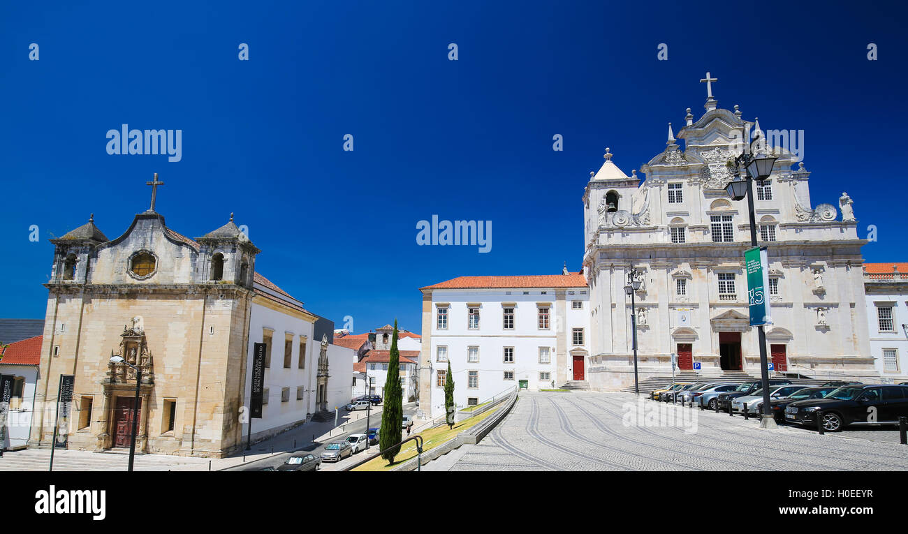 New Cathedral or Se Nova of Coimbra and Igreja de Sao Joao de Almedina in Coimbra, Portugal Stock Photo