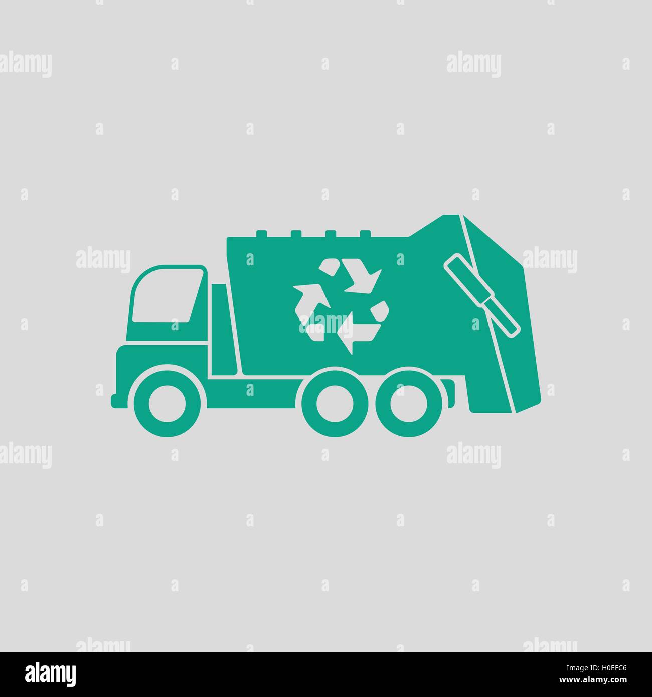 Garbage car recycle icon. Gray background with green. Vector ...