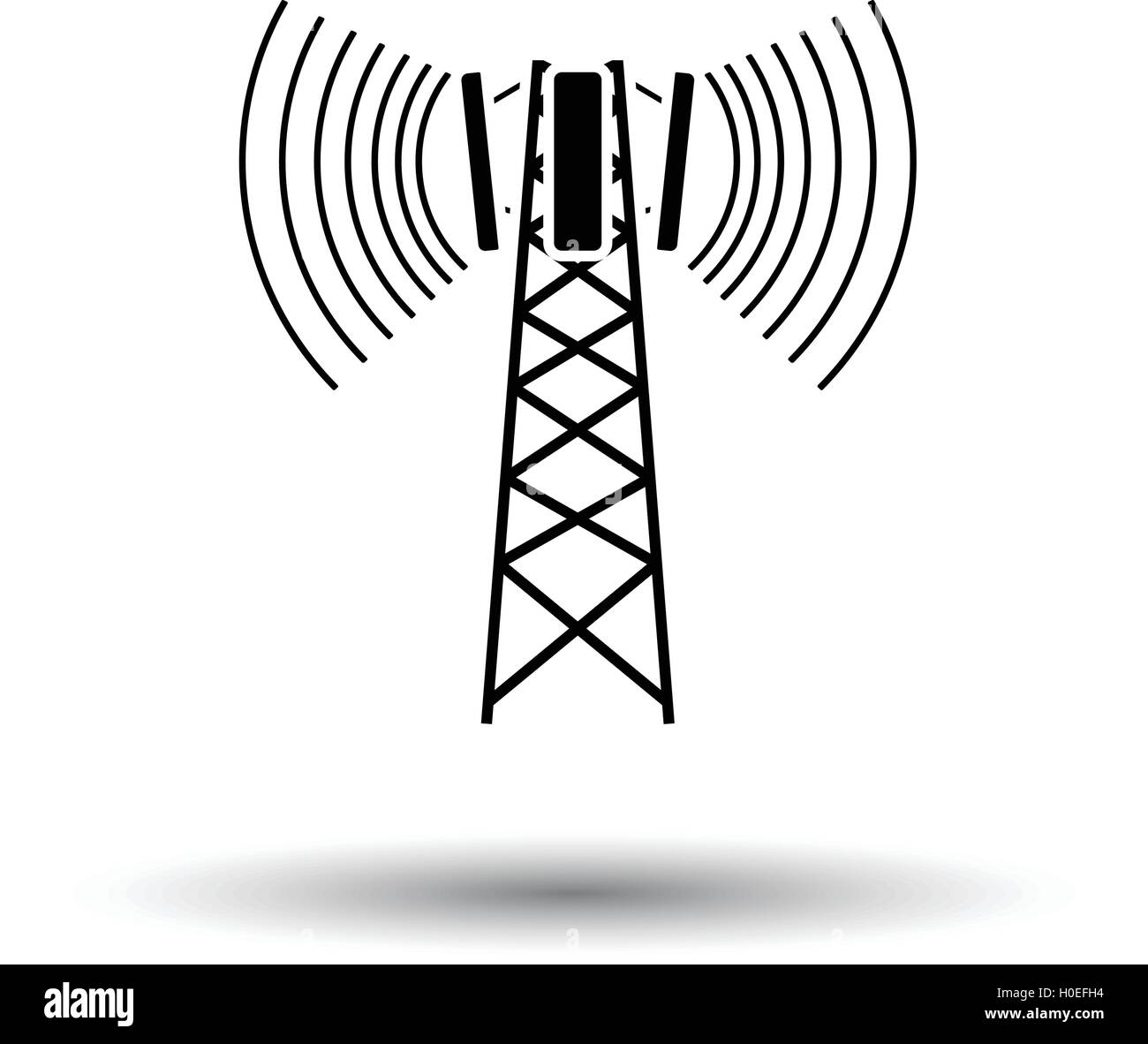 Cellular broadcasting antenna icon. White background with shadow design ...