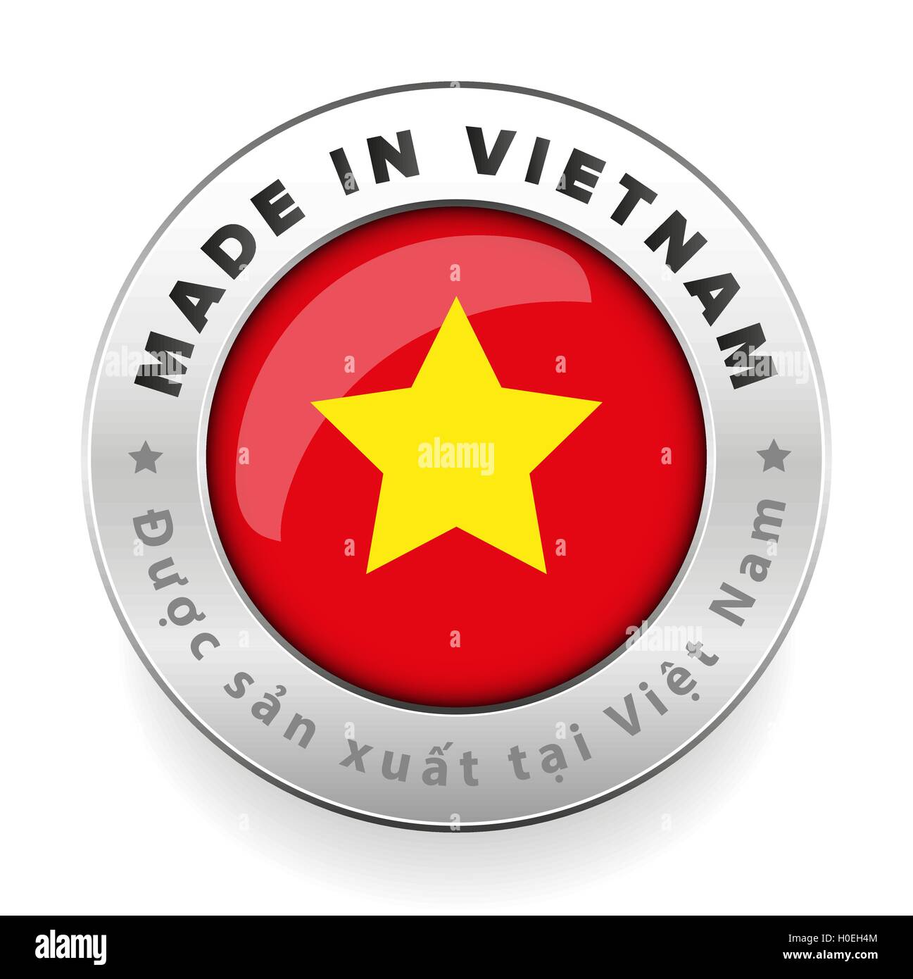 Made in Vietnam button with vietnamese translation Stock Vector Image