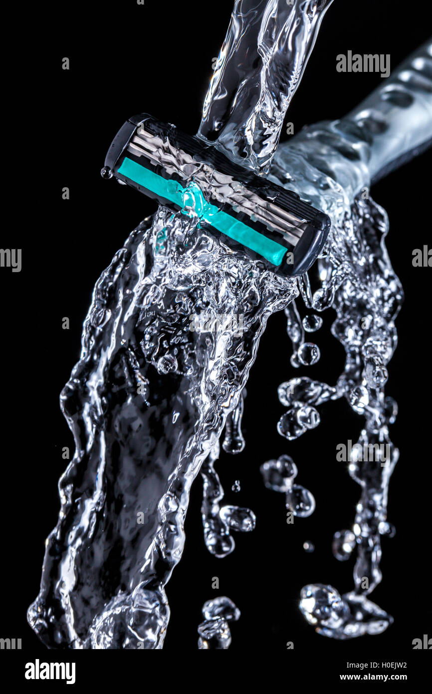 Disposable Razor with water splash Stock Photo Alamy
