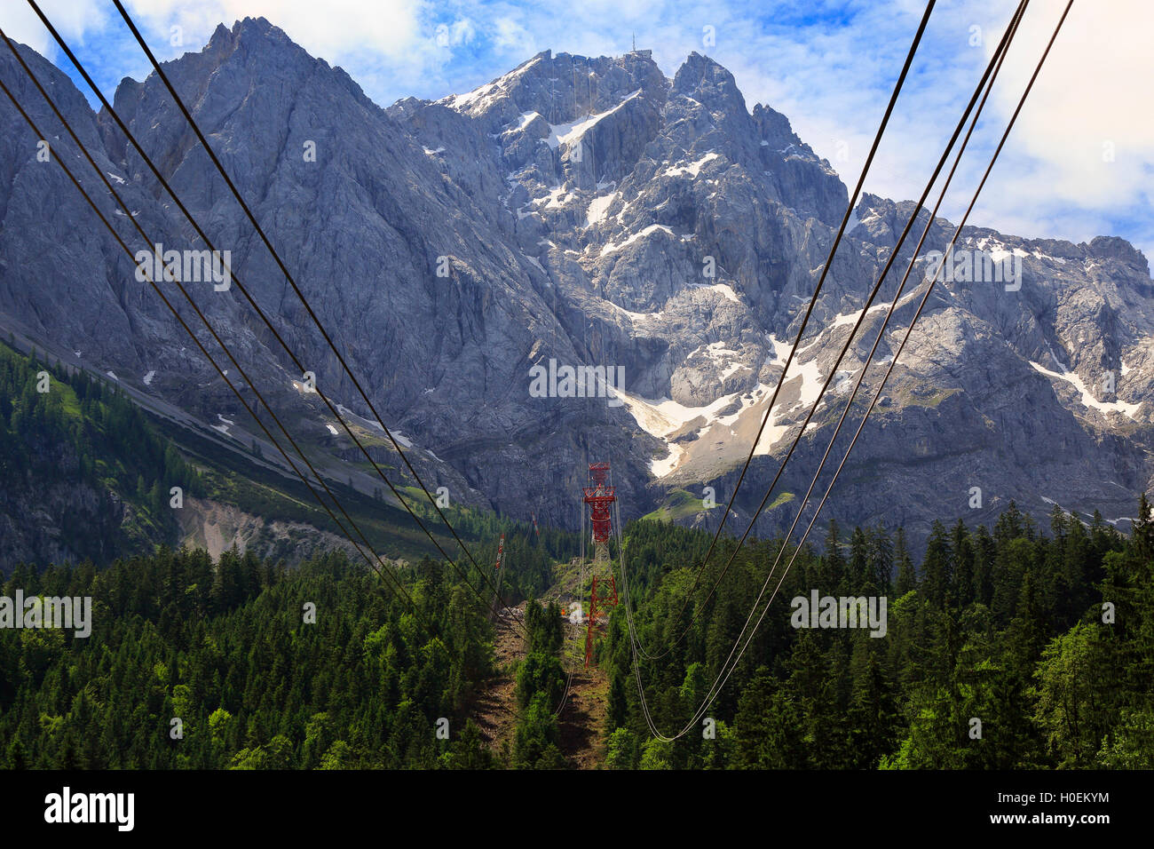 Summit of Zugspitze Mountain, the highest in Germany. Stock Photo