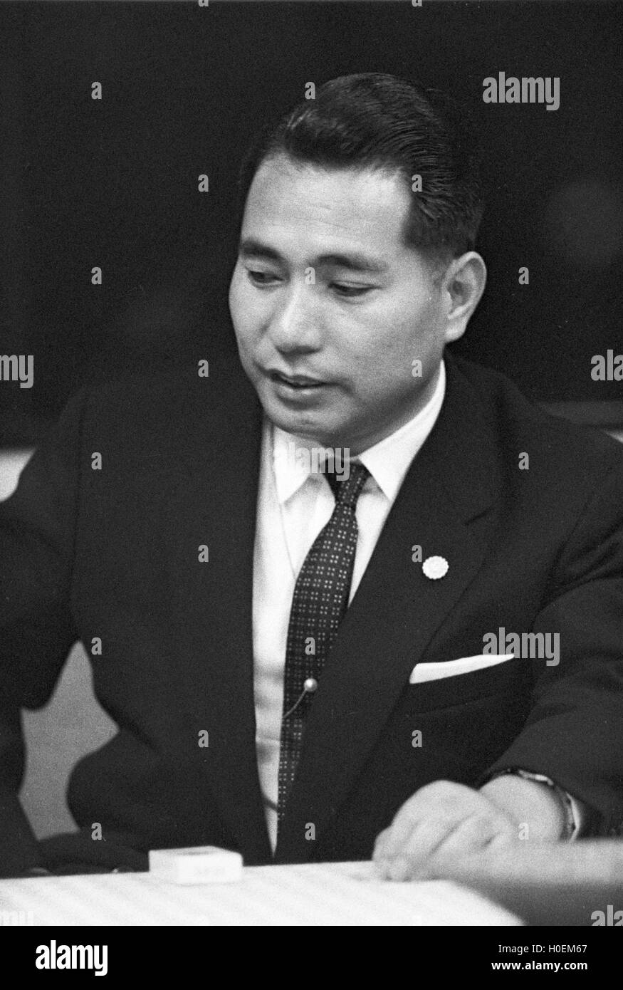 Daisaku Ikeda, former President of Soka Gakkai, the controversial new religious movement. This photograph was taken in July 1963 Stock Photo