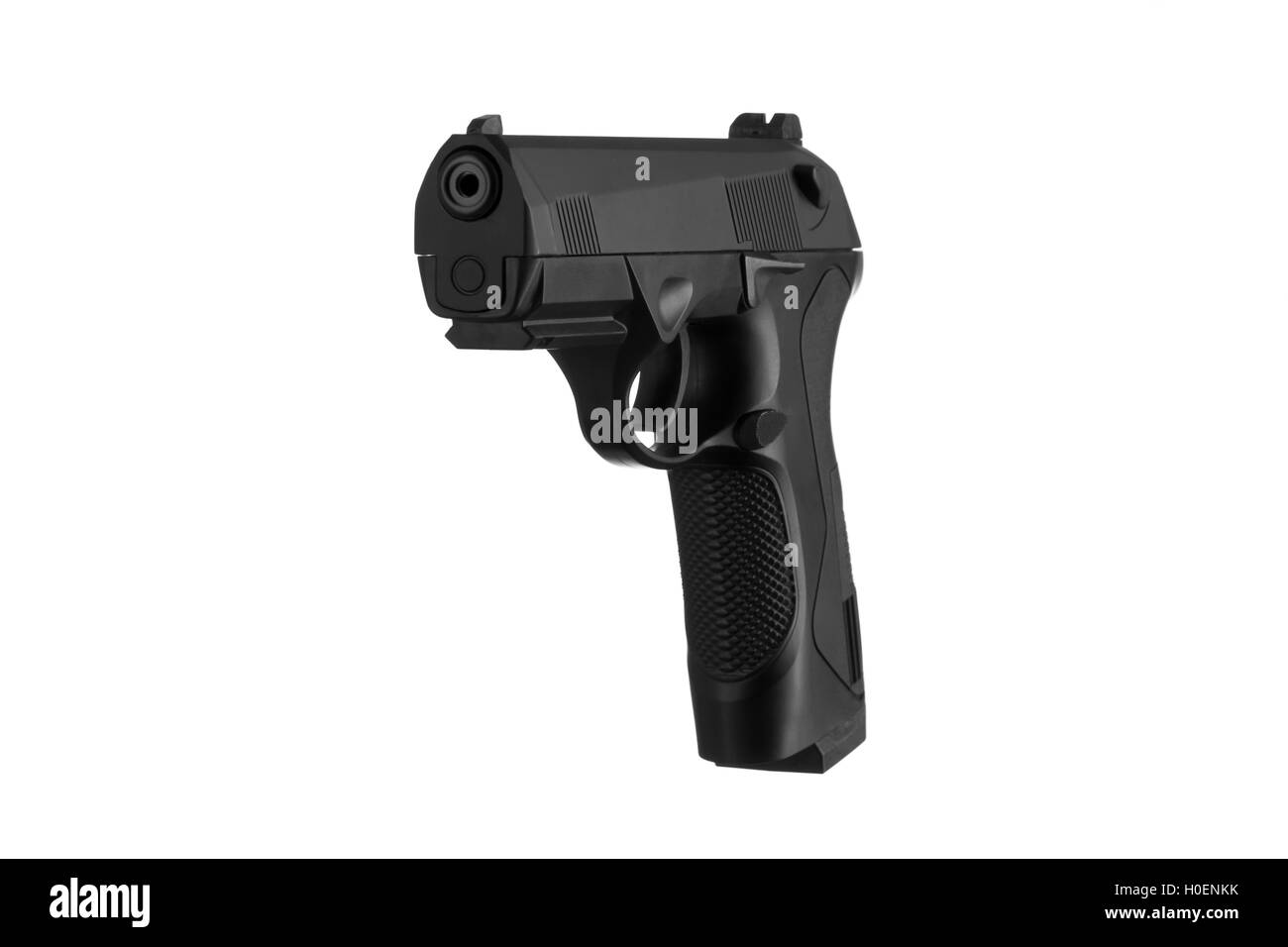 Handgun isolated on white background 3/4 view Stock Photo