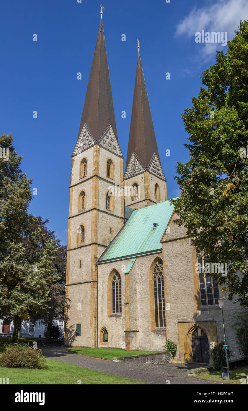 Two towers of the Marien church in Bielefeld, Germany Stock Photo