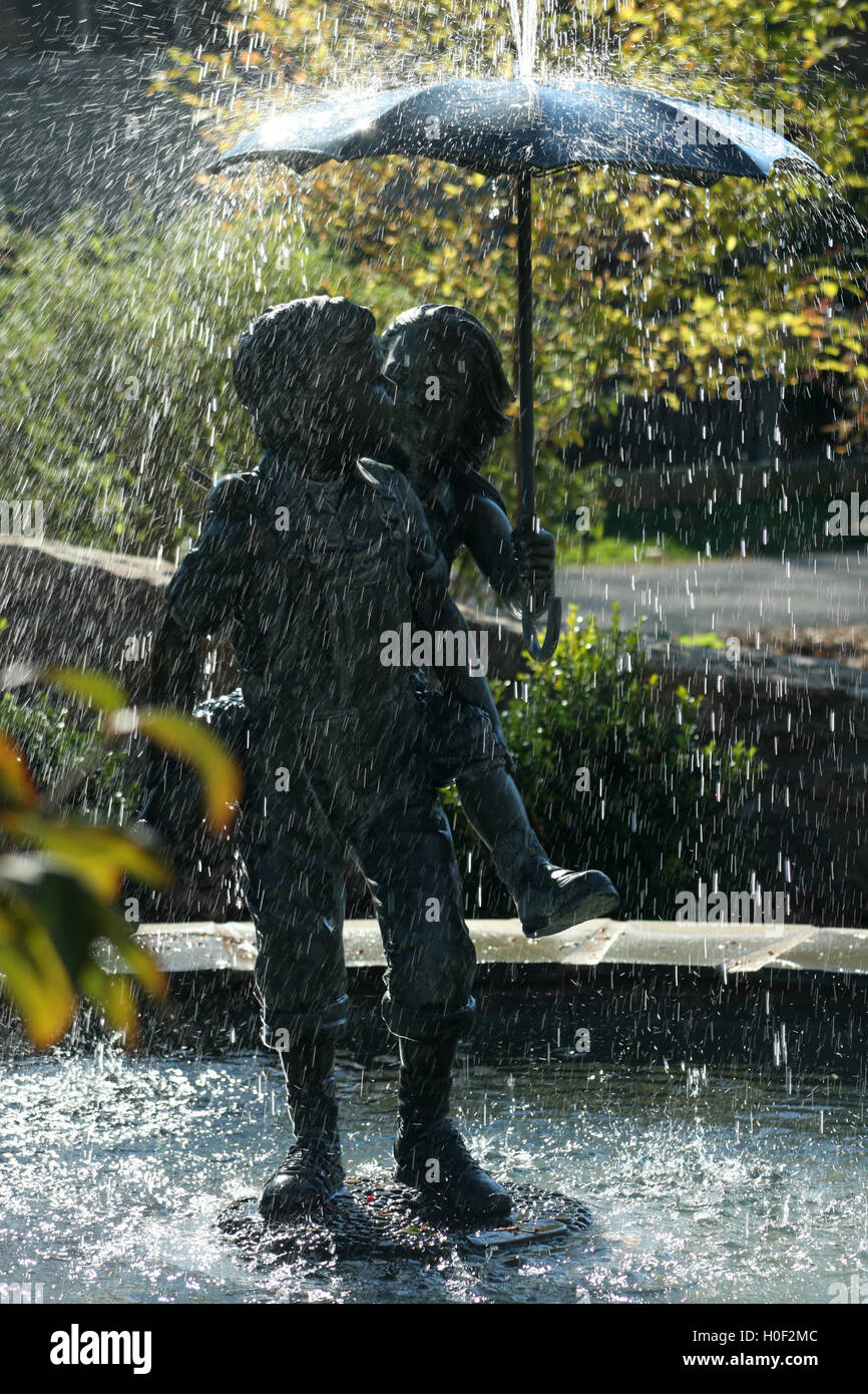 Central fountain in the Awareness Garden in Lynchburg, Virginia, USA Stock Photo