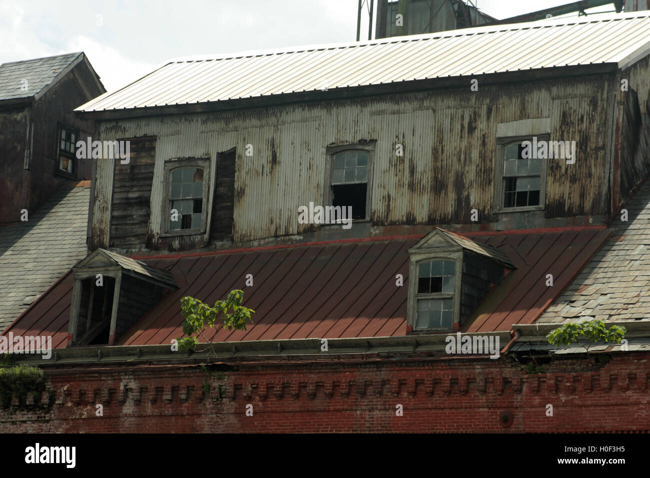 The abandoned Piedmont Flour Mill and Silo buildings on Jefferson