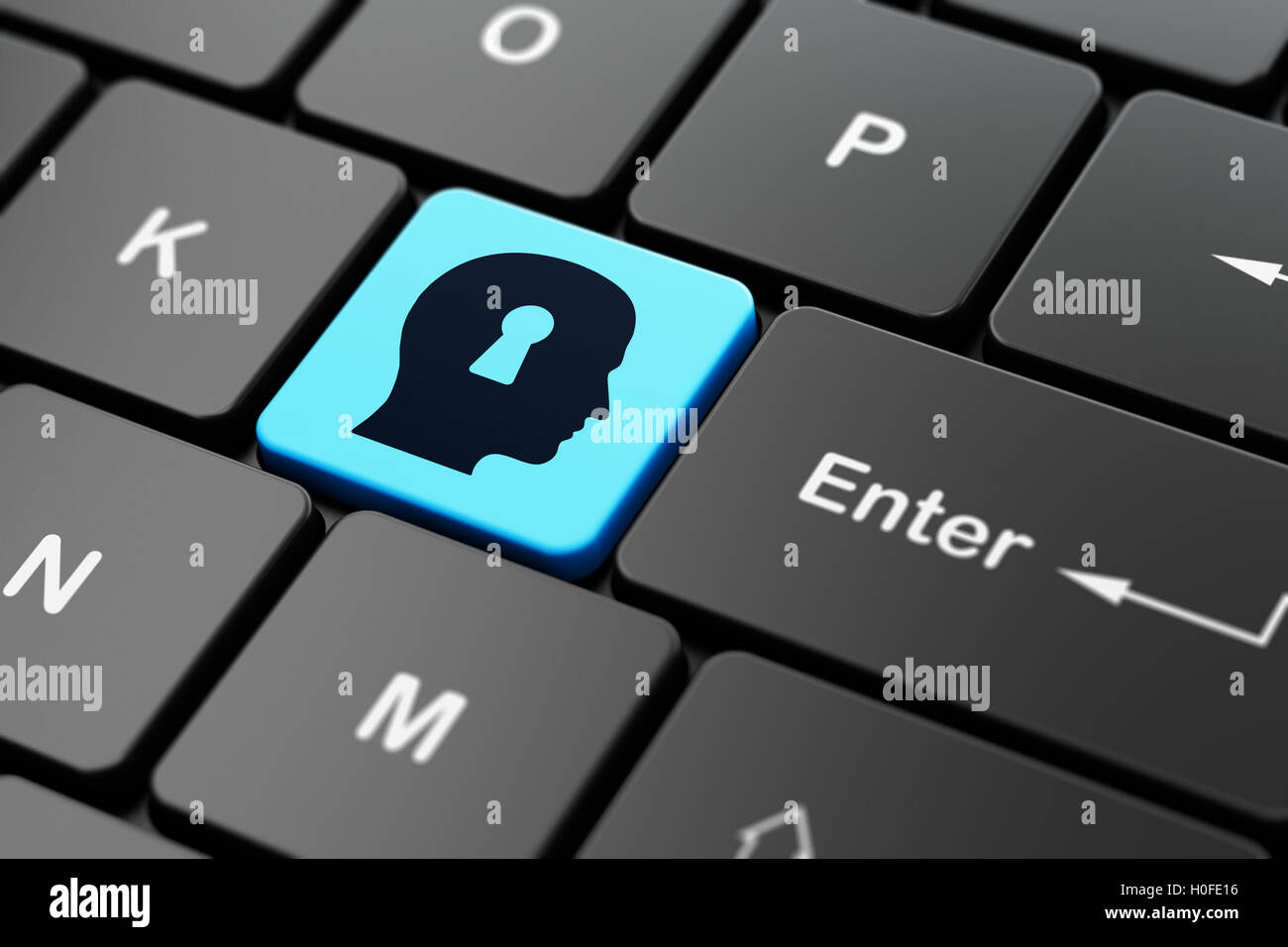 Safety concept: Head With Keyhole on keyboard background Stock Photo ...