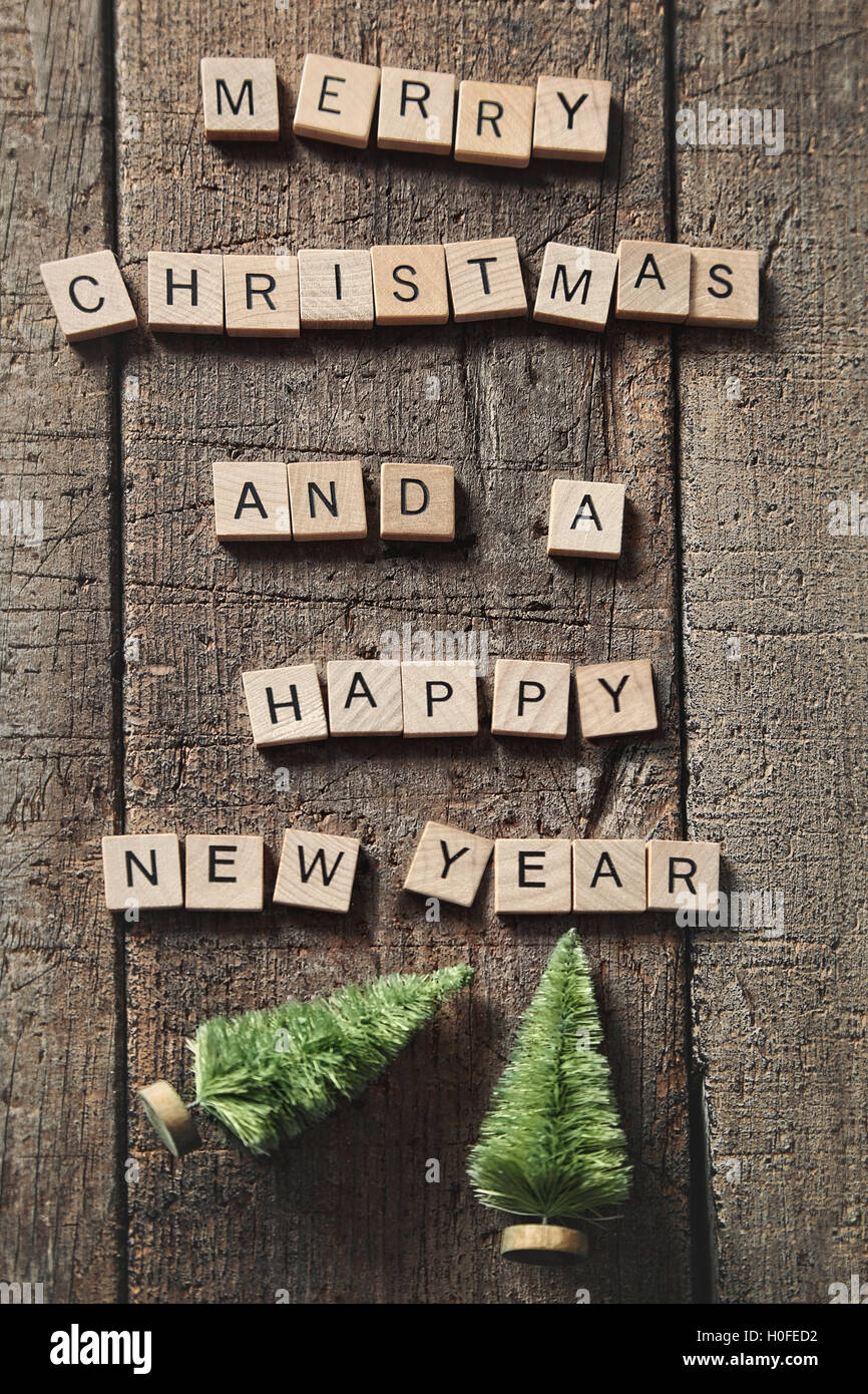 Letters spelling Merry Christmas greetings Stock Photo Alamy
