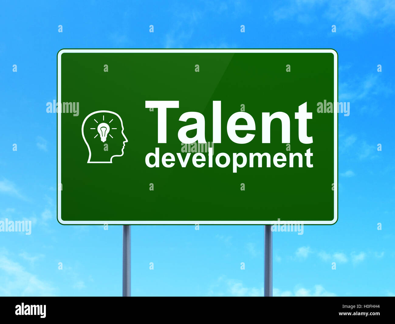 Education concept: Talent Development and Head With Lightbulb on road ...