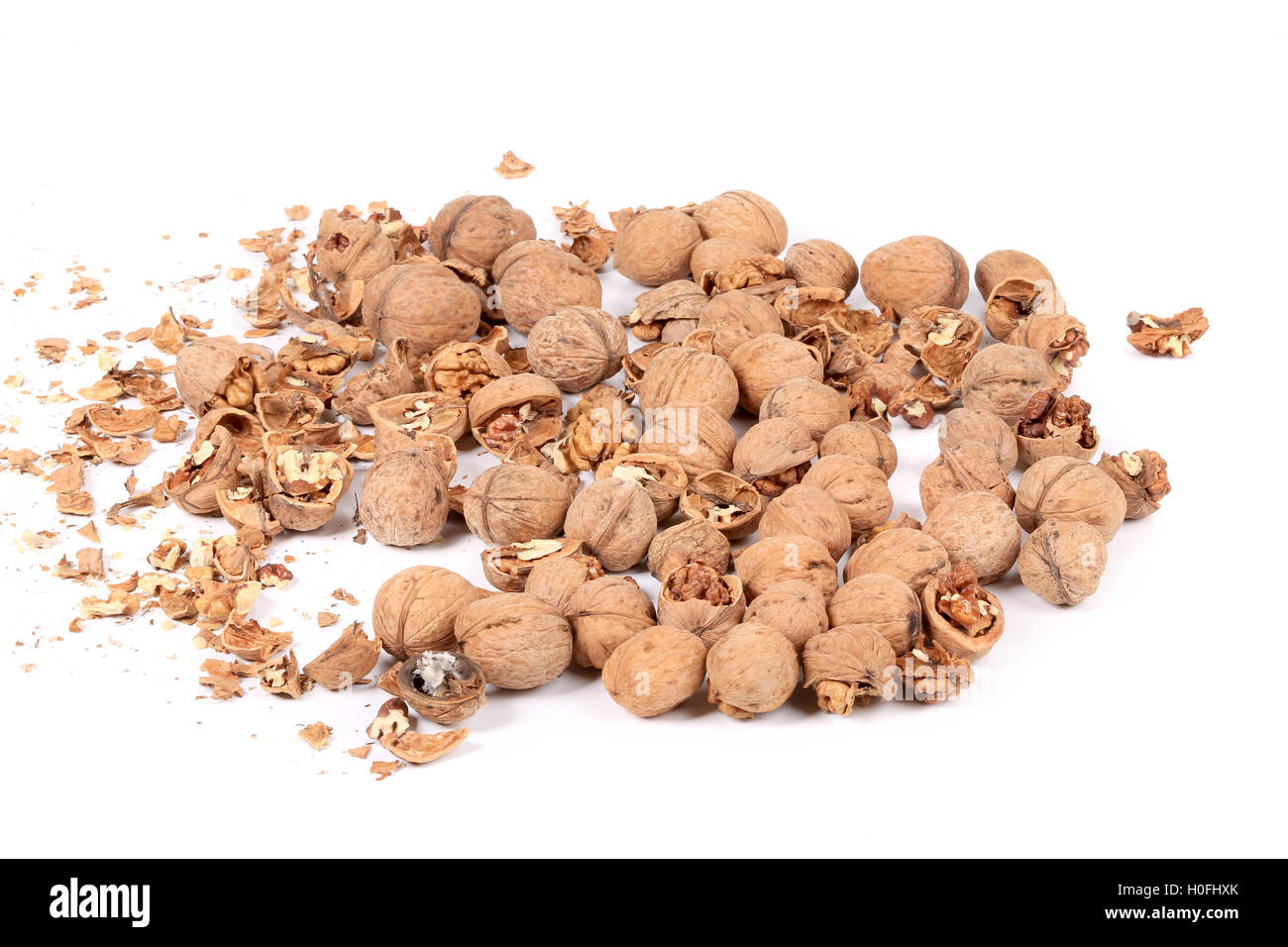 Bunch of walnuts whole and cracked Stock Photo Alamy