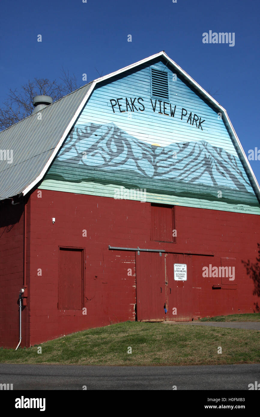 Barn at the entrance in Peaks View Park in Lynchburg, Virginia, USA