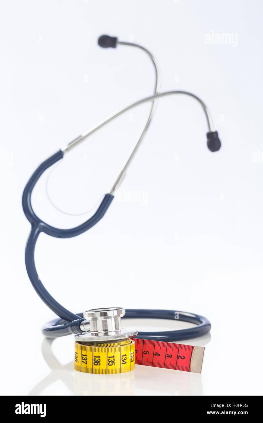 Tape measure with stethoscope Stock Photo Alamy
