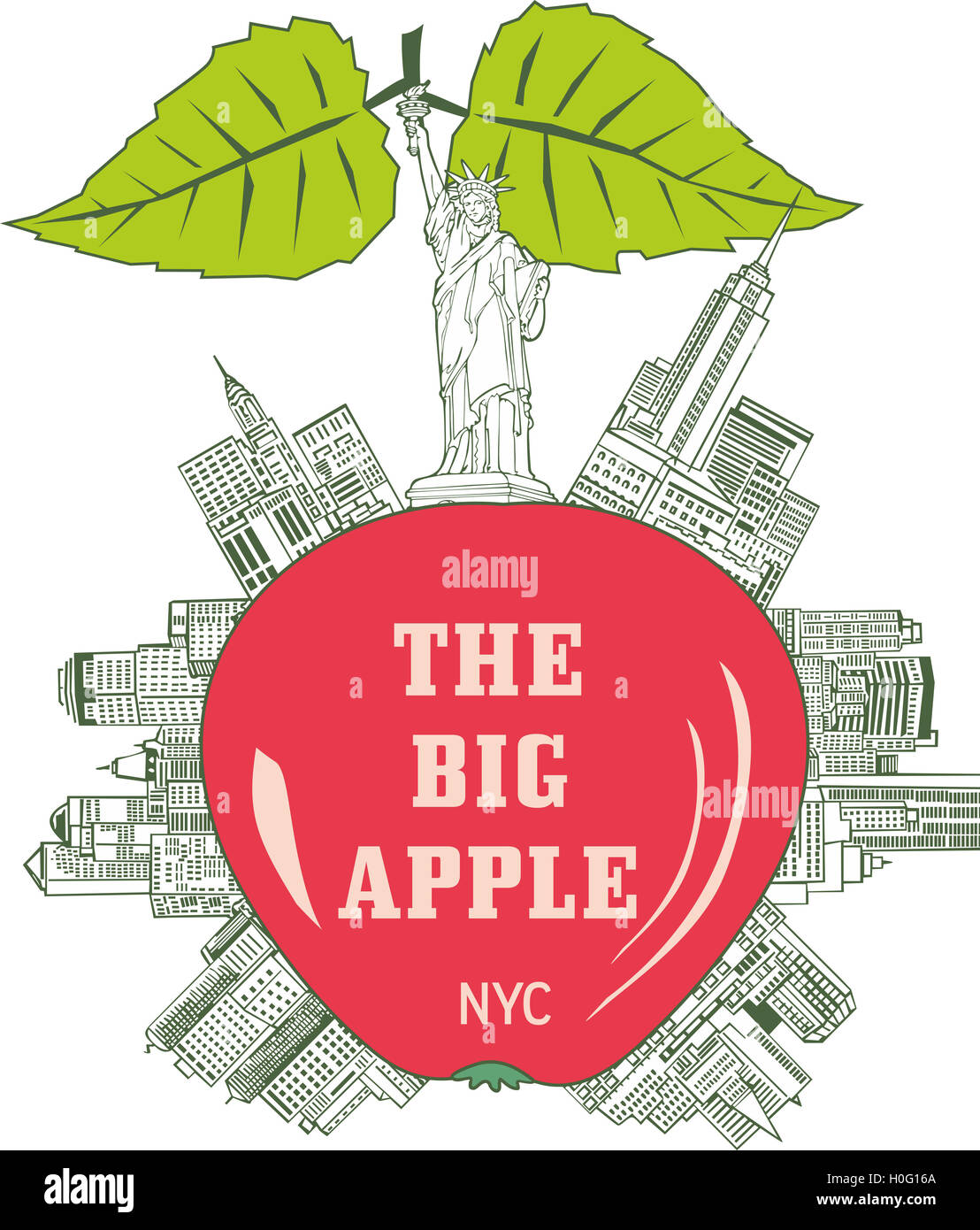 The Big Apple, New York City. The generic emblem of New York as apple(02)