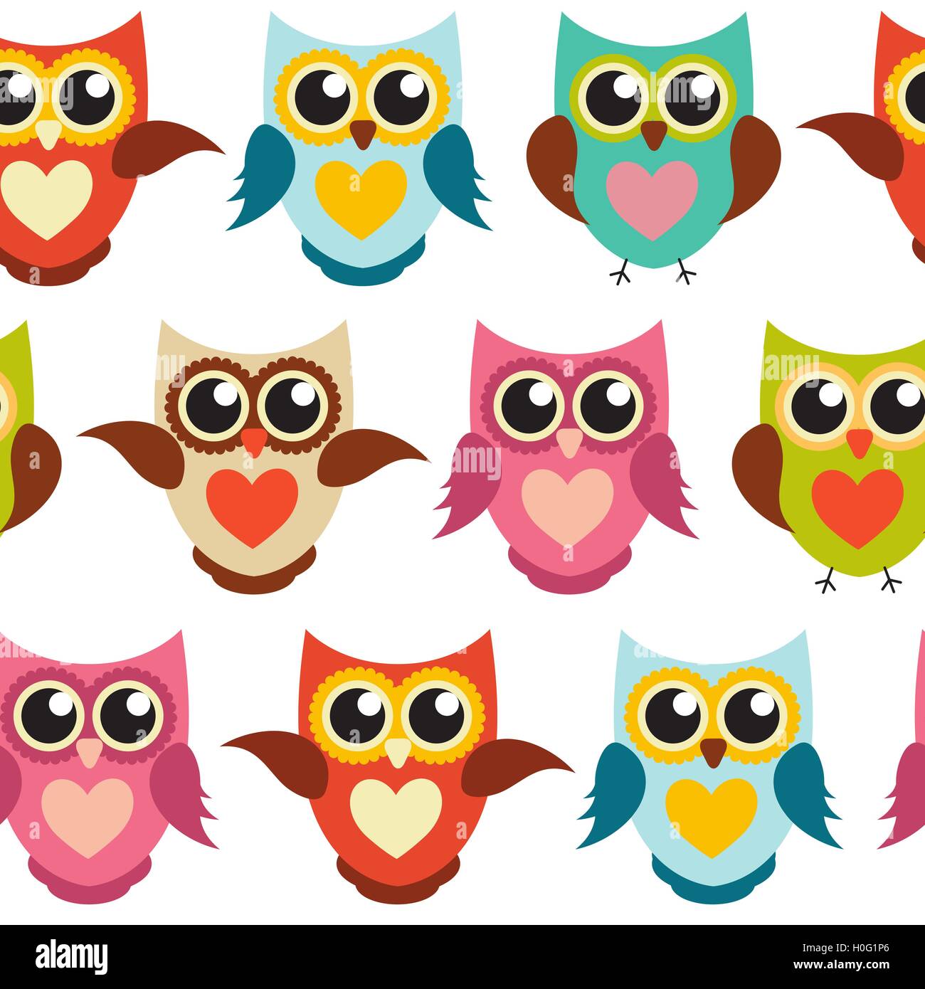 Cute Owl Seamless Pattern Background Vector Illustration Stock Vector ...