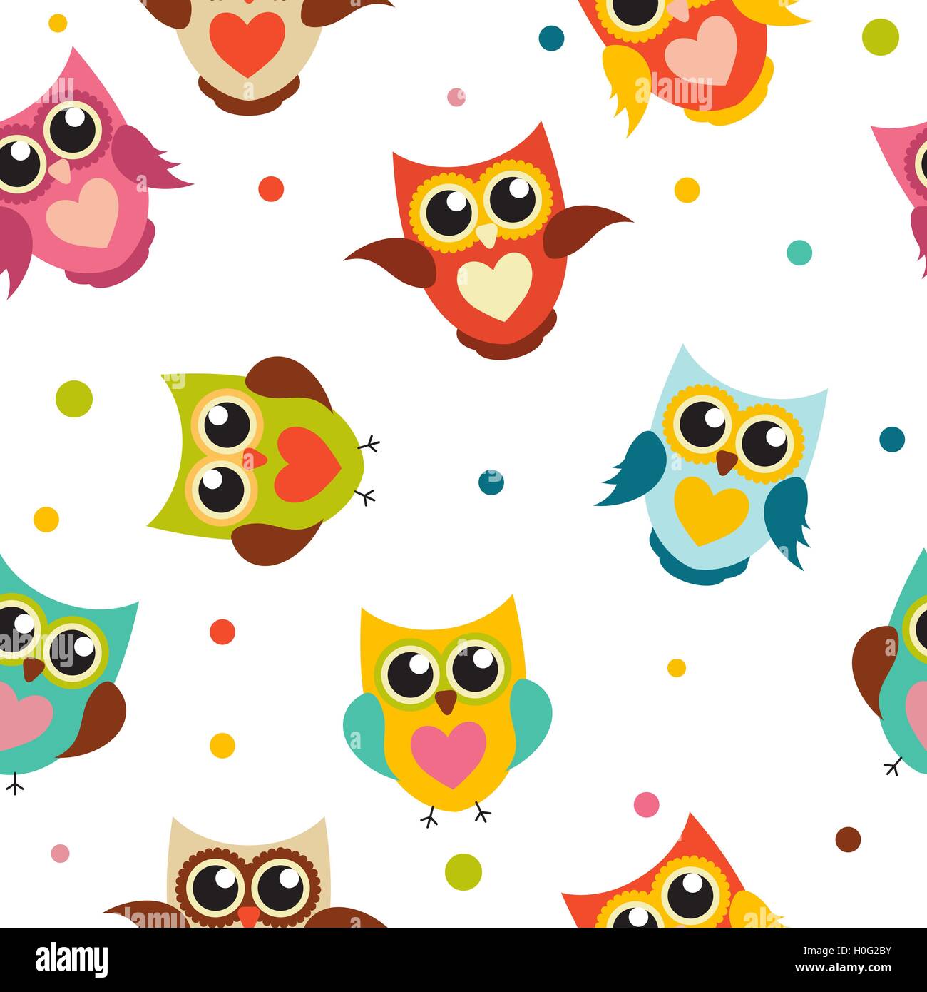 Cute Owl Seamless Pattern Background Vector Illustration Stock Vector ...