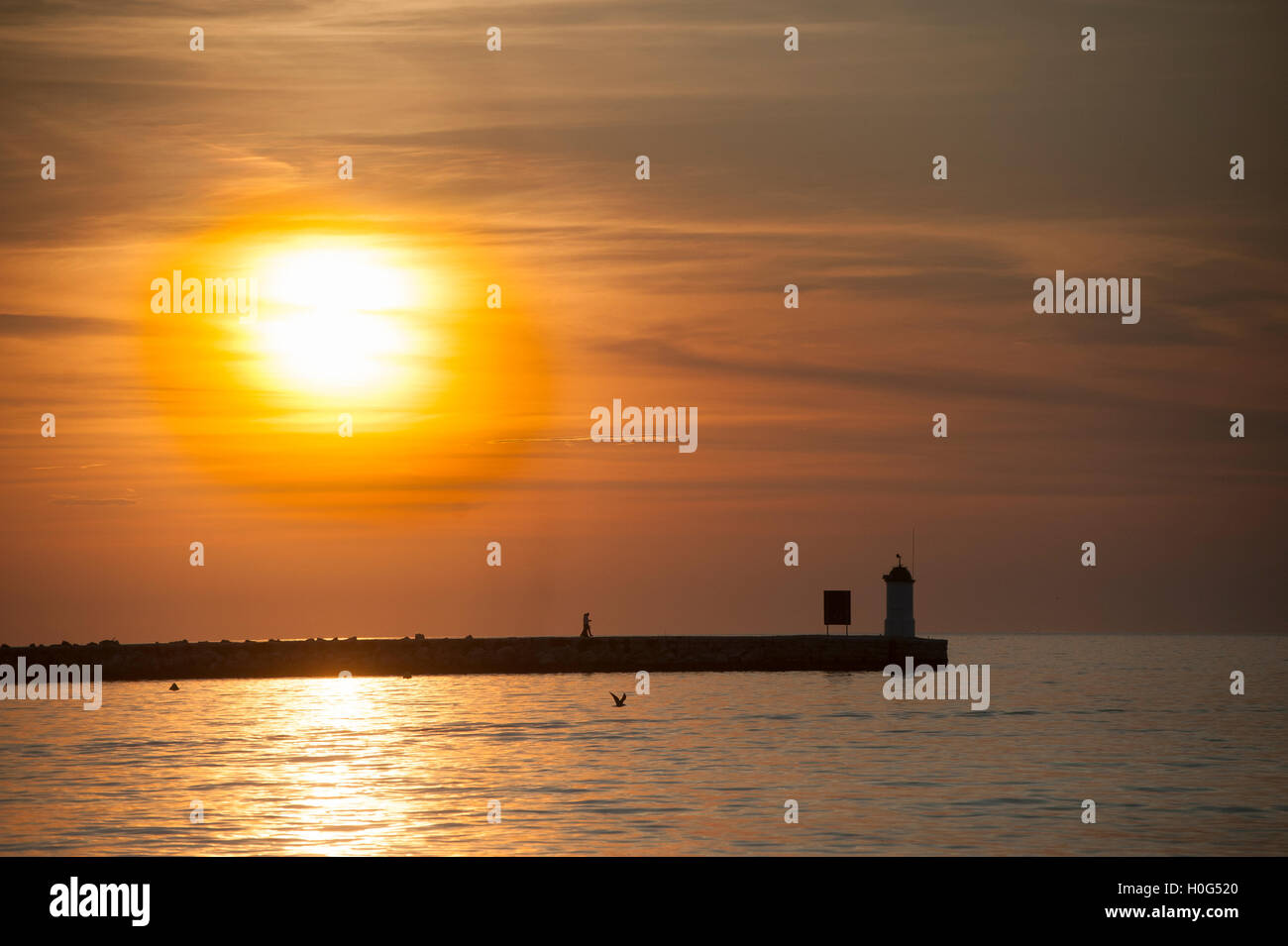 Porec, Croatia at sunset Stock Photo